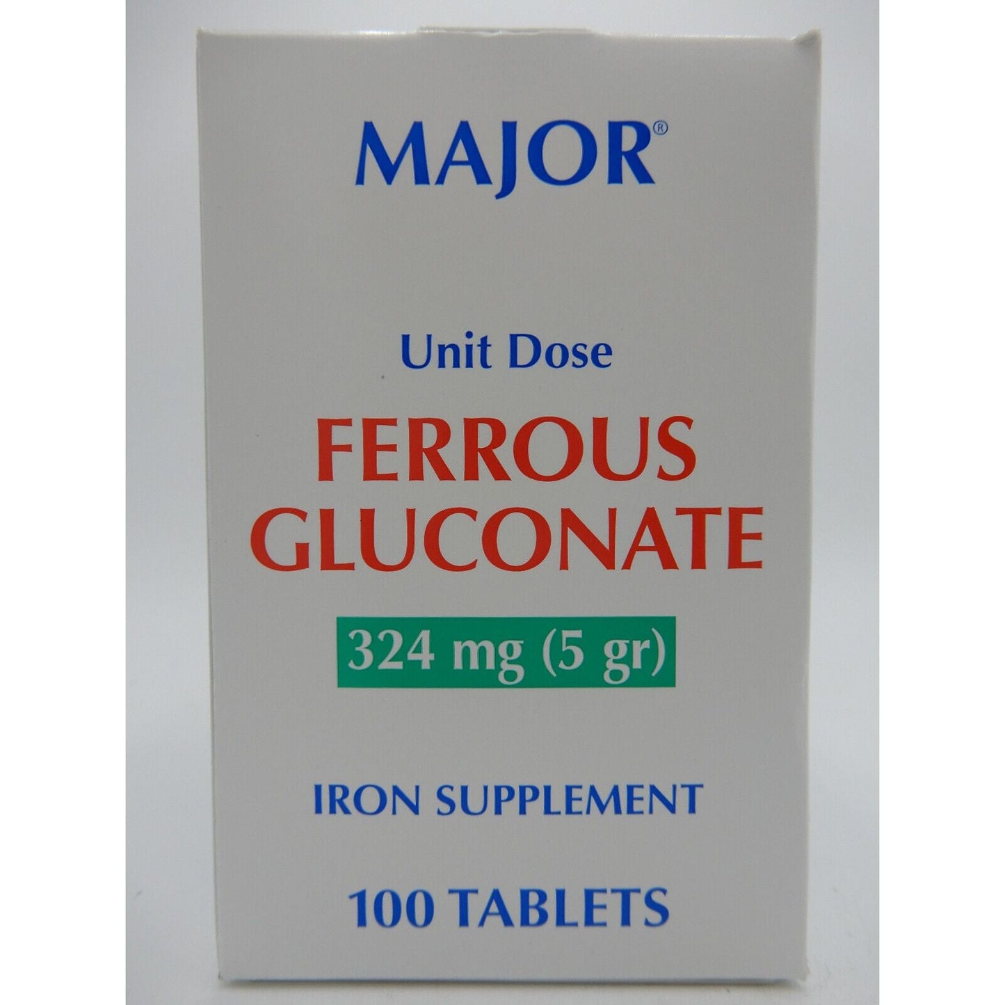 Major Ferrous Gluconate 324 Mg (5 Gr), 100 Unit DoseTablets 820555019001VL
