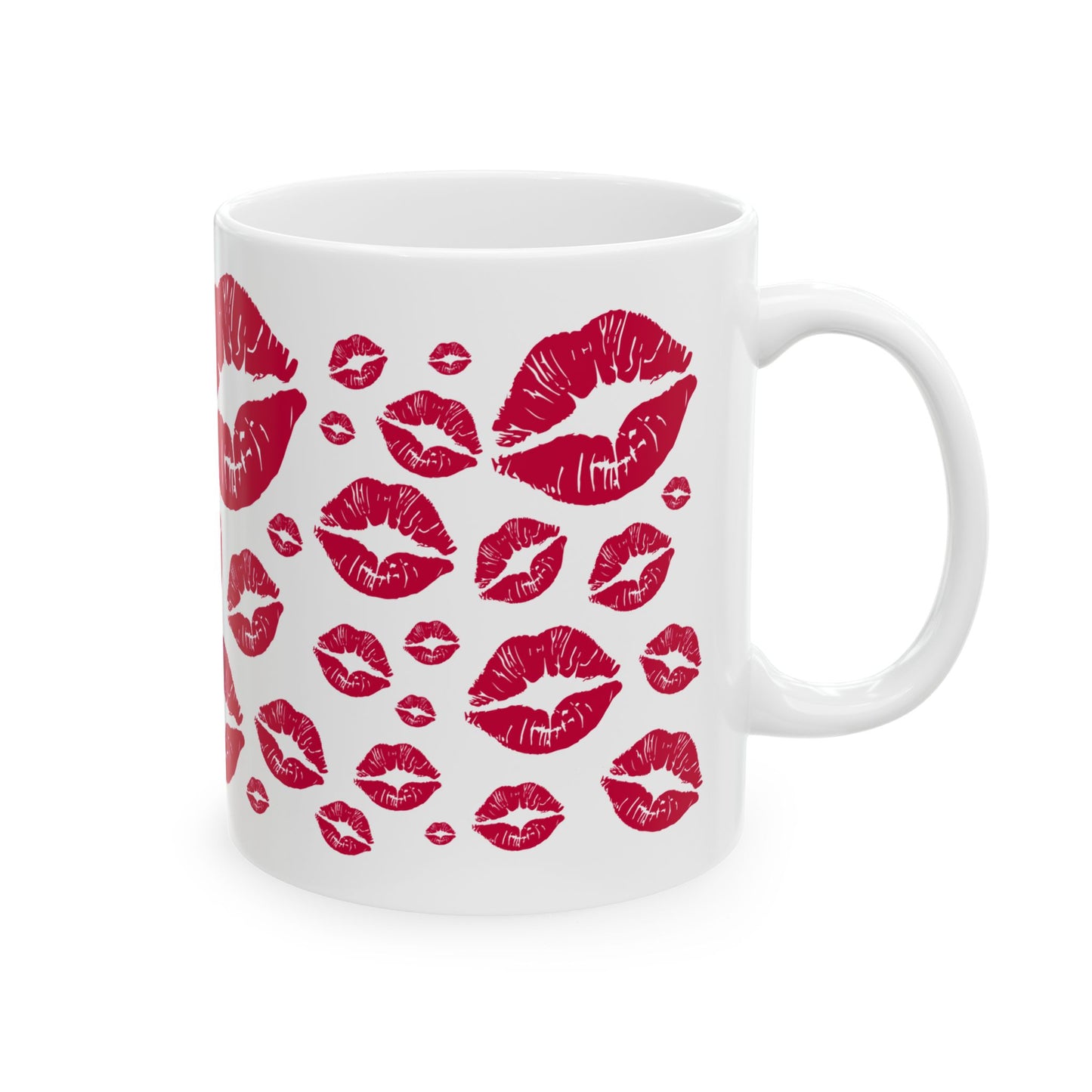 Romantic Kiss Print Ceramic Mug, Perfect for Valentine's Day Gift, Couples Coffee Mug, Lip Print Tea Cup, Cute Kitchen Decor