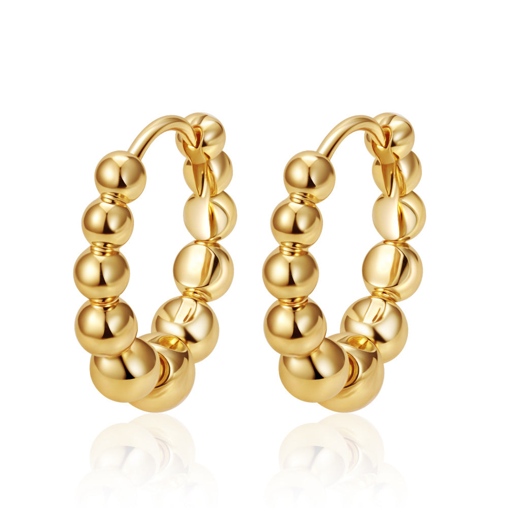Womens Simple Stainless Steel Hoop Earrings