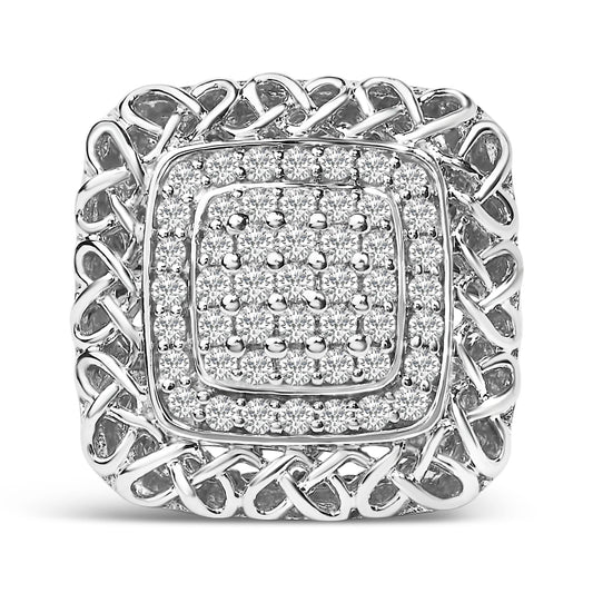 Sterling Silver 1.0 Cttw Diamond Celtic Knot Cocktail Ring-0