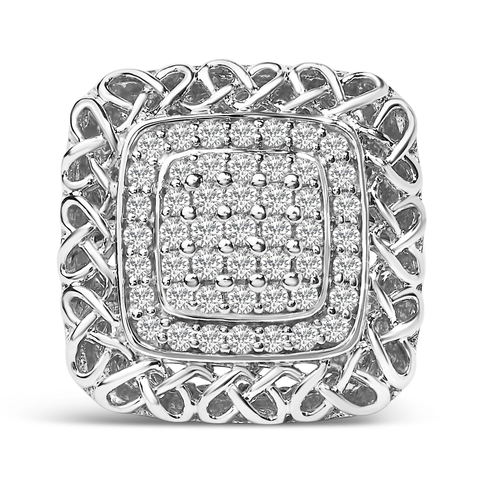 Sterling Silver 1.0 Cttw Diamond Celtic Knot Cocktail Ring-0