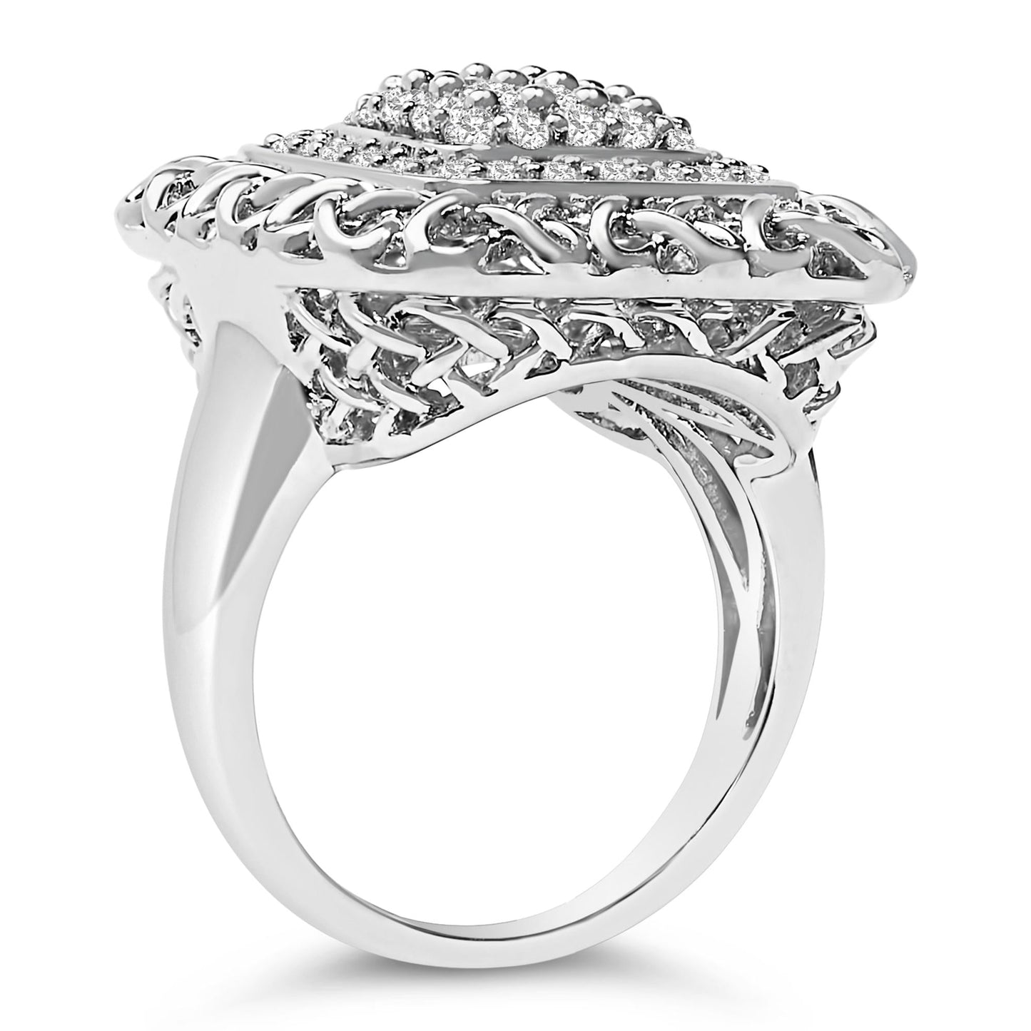 Sterling Silver 1.0 Cttw Diamond Celtic Knot Cocktail Ring-3