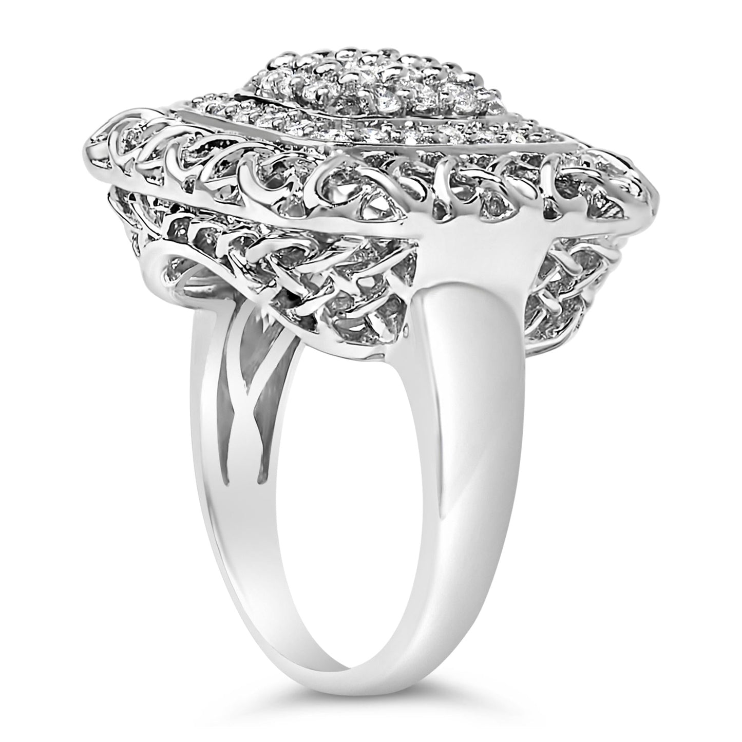 Sterling Silver 1.0 Cttw Diamond Celtic Knot Cocktail Ring-4