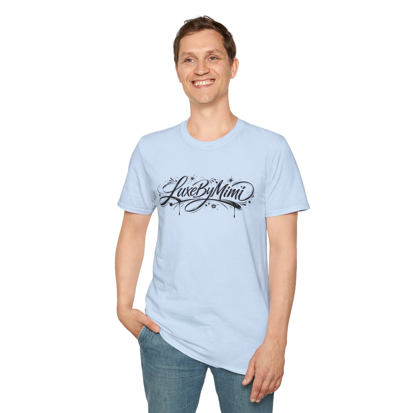 LuxeByMimi Script Tee — Elegant Calligraphy Logo T-Shirt