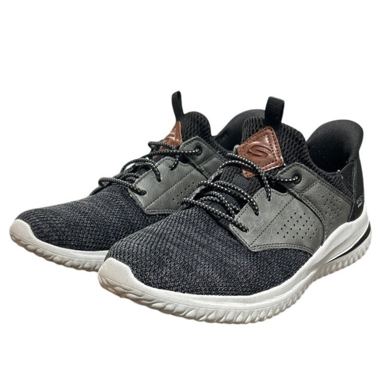 Skechers Mens Size 8 Black Gray Hands Free Swift Fit Memory Foam Athletic Shoes