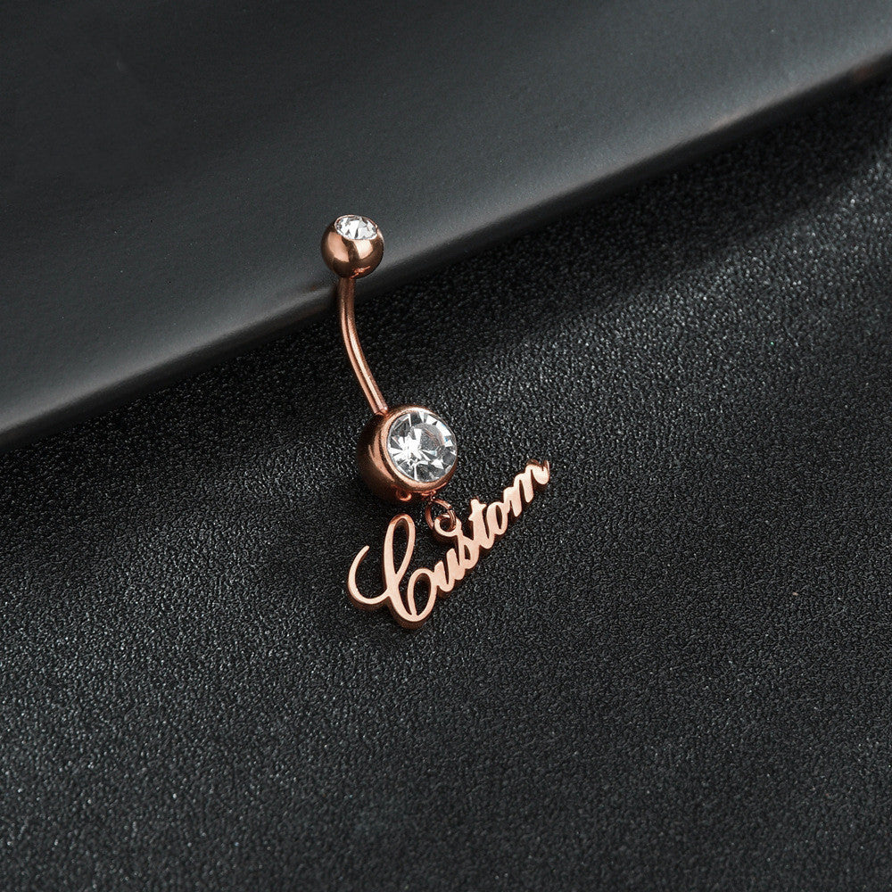 Zircon English Alphabet Belly Button Body Jewelry