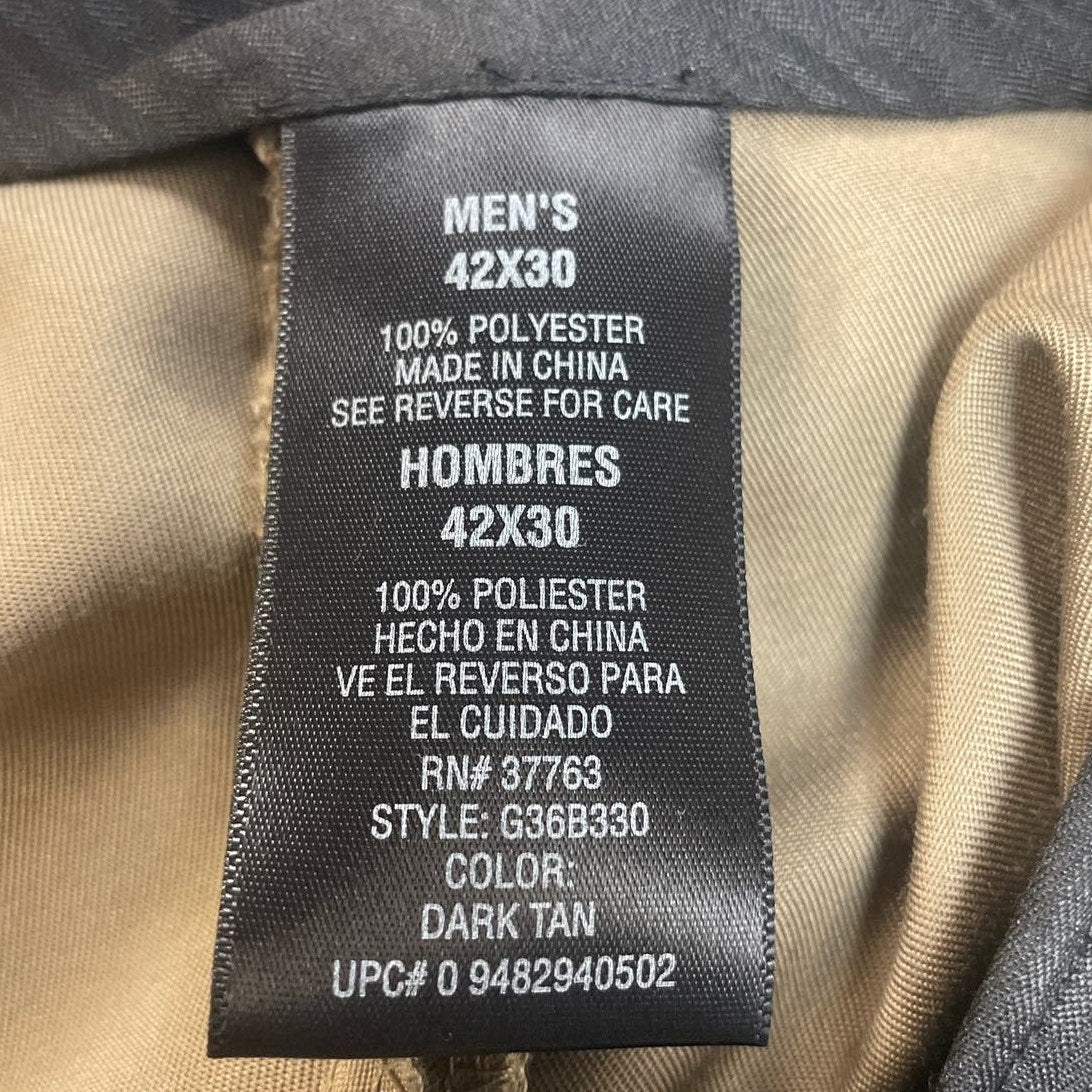 George Mens 44 X 30 Khaki Green 100% Polyester Flat Front Chino Pants