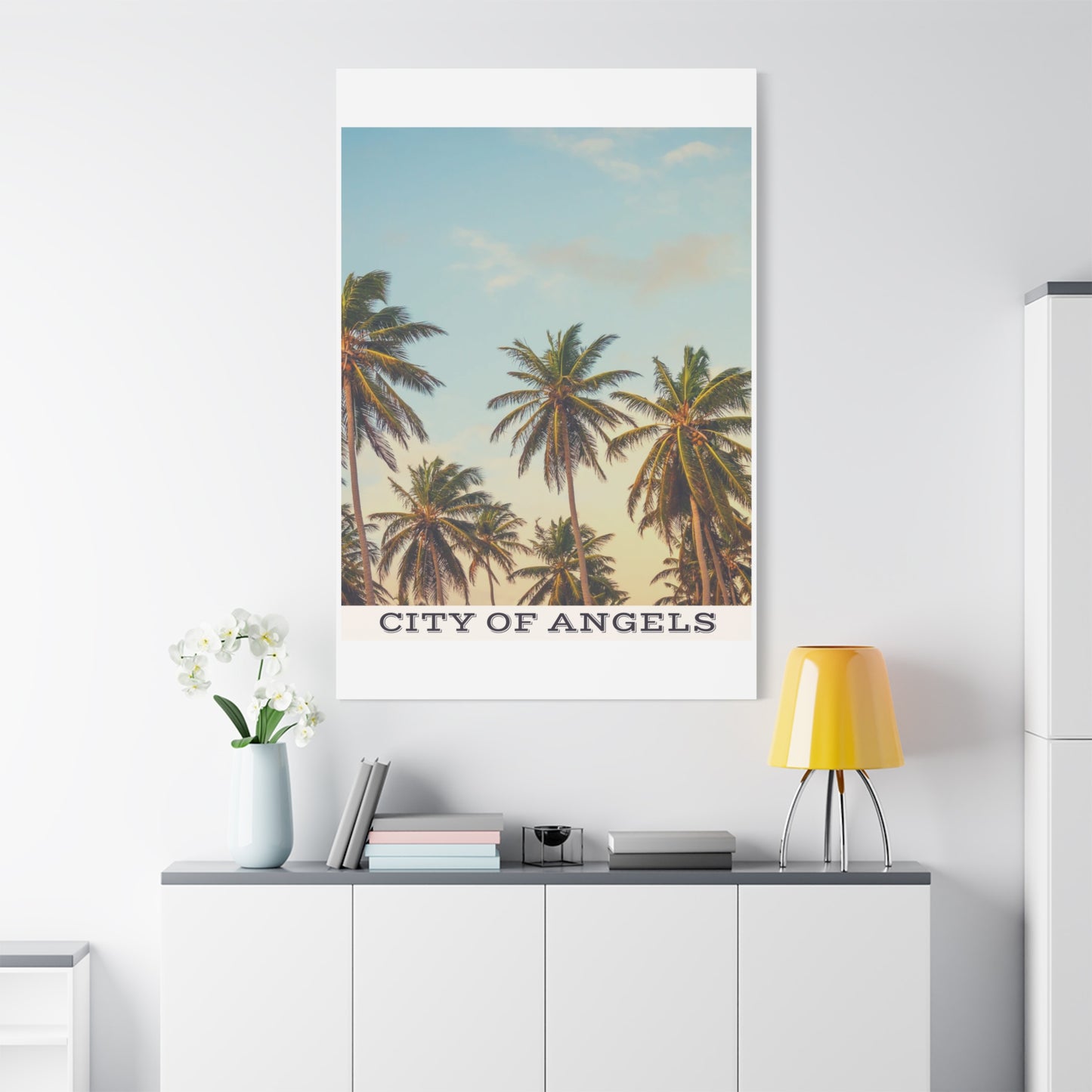 Tropical Palm Tree Canvas Print, City of Angeles Tropical Wall Art, Los Angeles Beach Decor, California Nature Photography, Home Decoration, Gift for Beach Lovers
