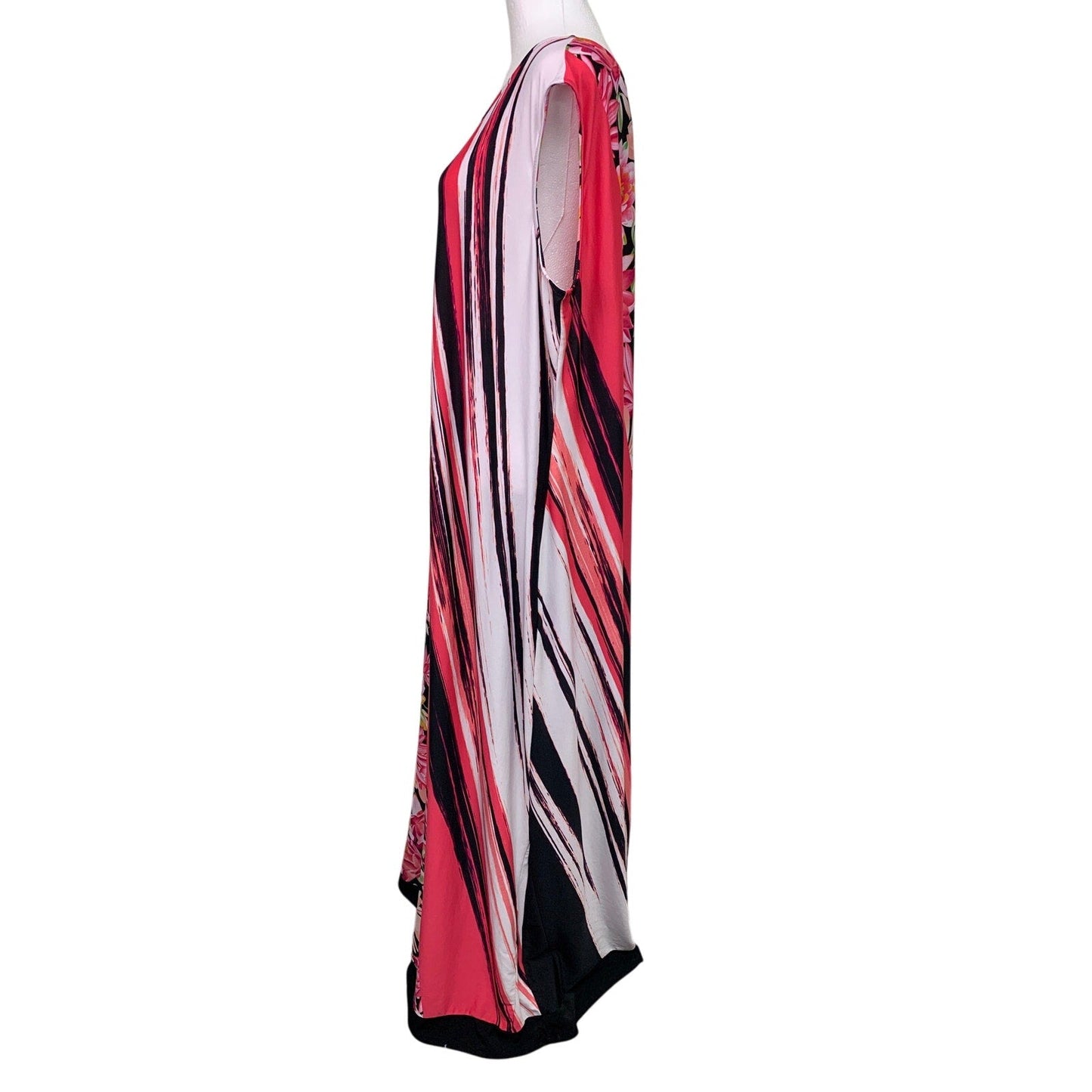 Cato Womens Size 22/24W Pink PolySpandex Sleeveless Striped Floral Maxi Dress