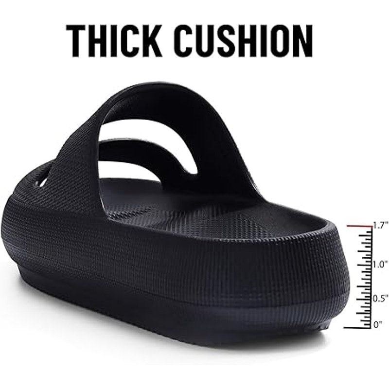Shevalues Womens 7 Black Orthopedic Slide Sandal Arch Support Open Toe Shoes