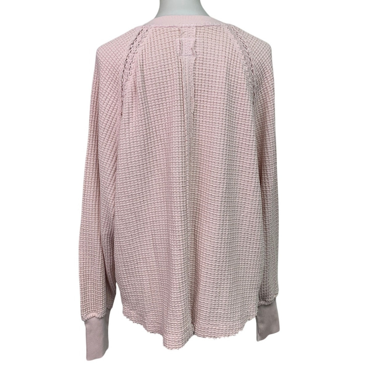 New American Eagle Womens Medium Long Sleeve Waffled Lace Deep V Neck Sweater