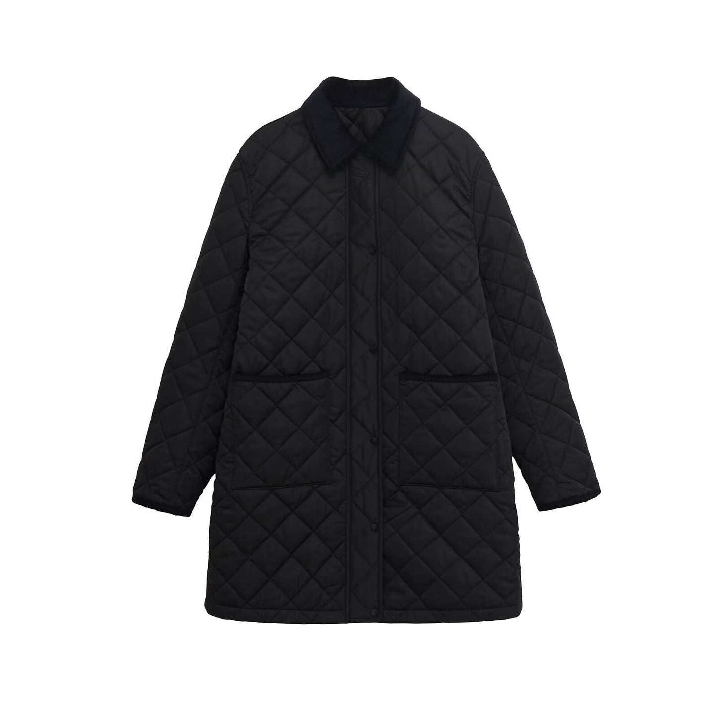 Diamond patterned cotton jacket for women's clothing