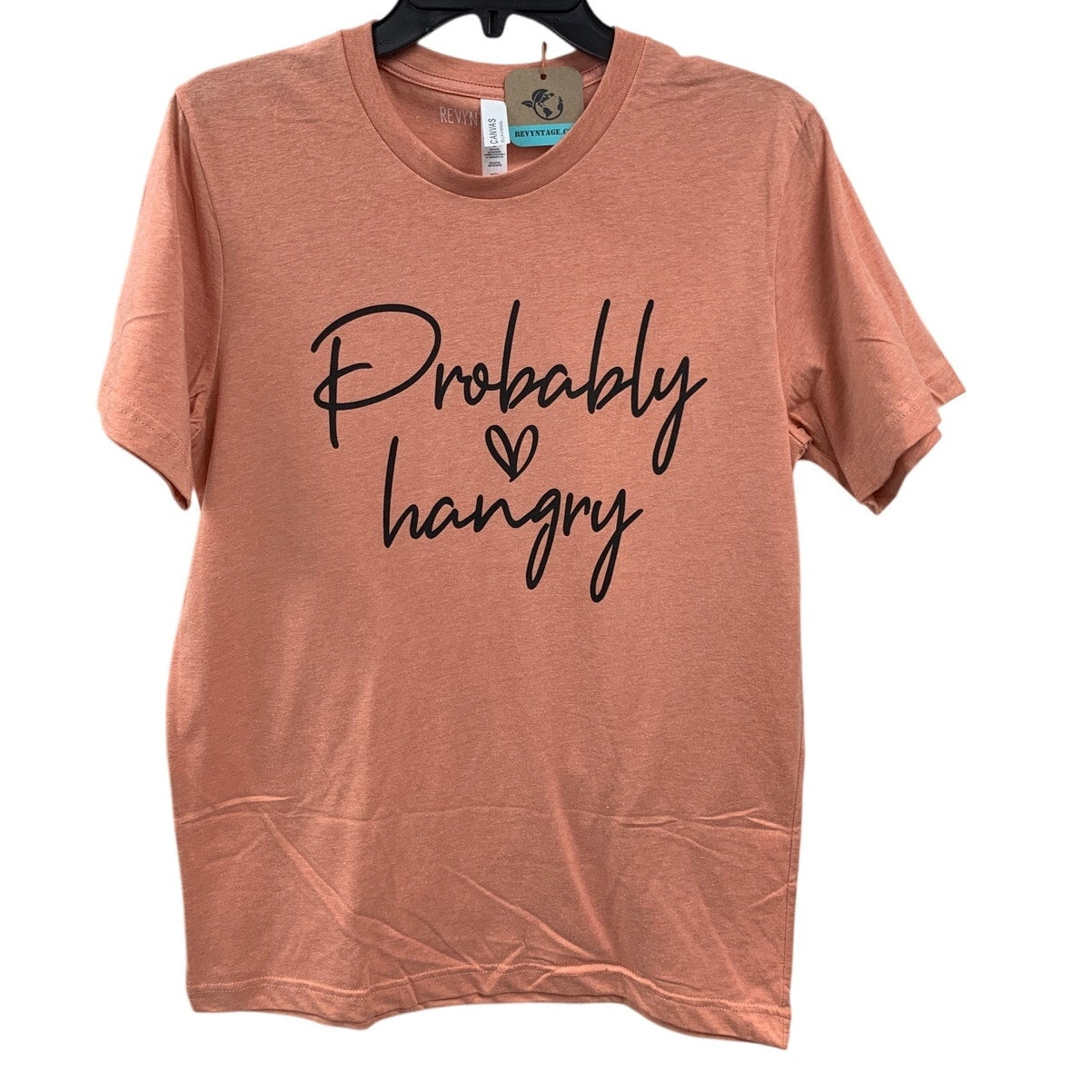 New Hand Printed Womens Medium Probably Hangry Heart Short Sleeve Tee Shirt
