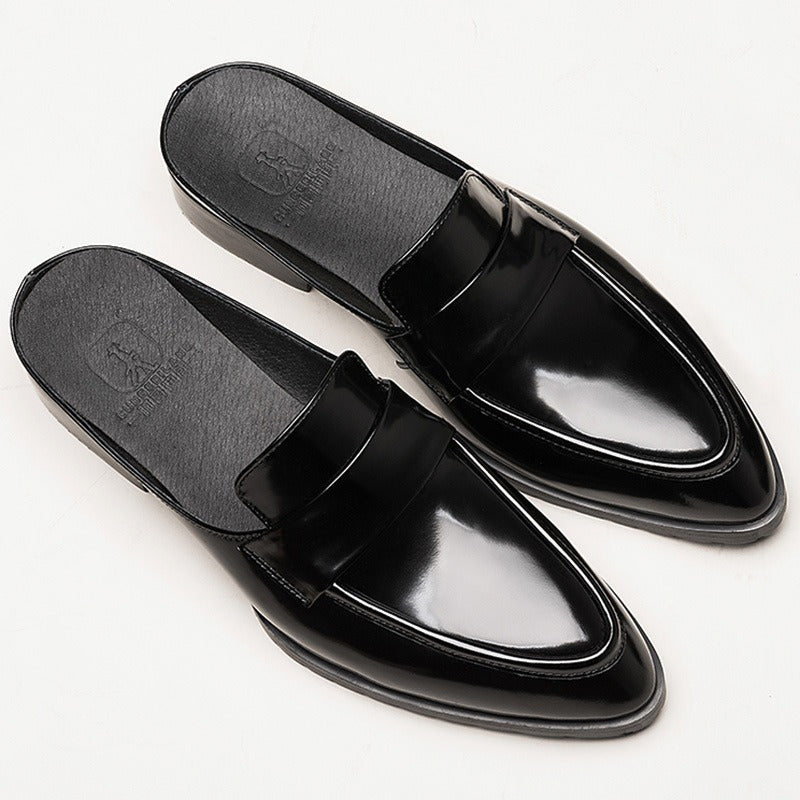 Men's Baotou Genuine Leather Half Slippers, Versatile Breathable, Men's Shoes