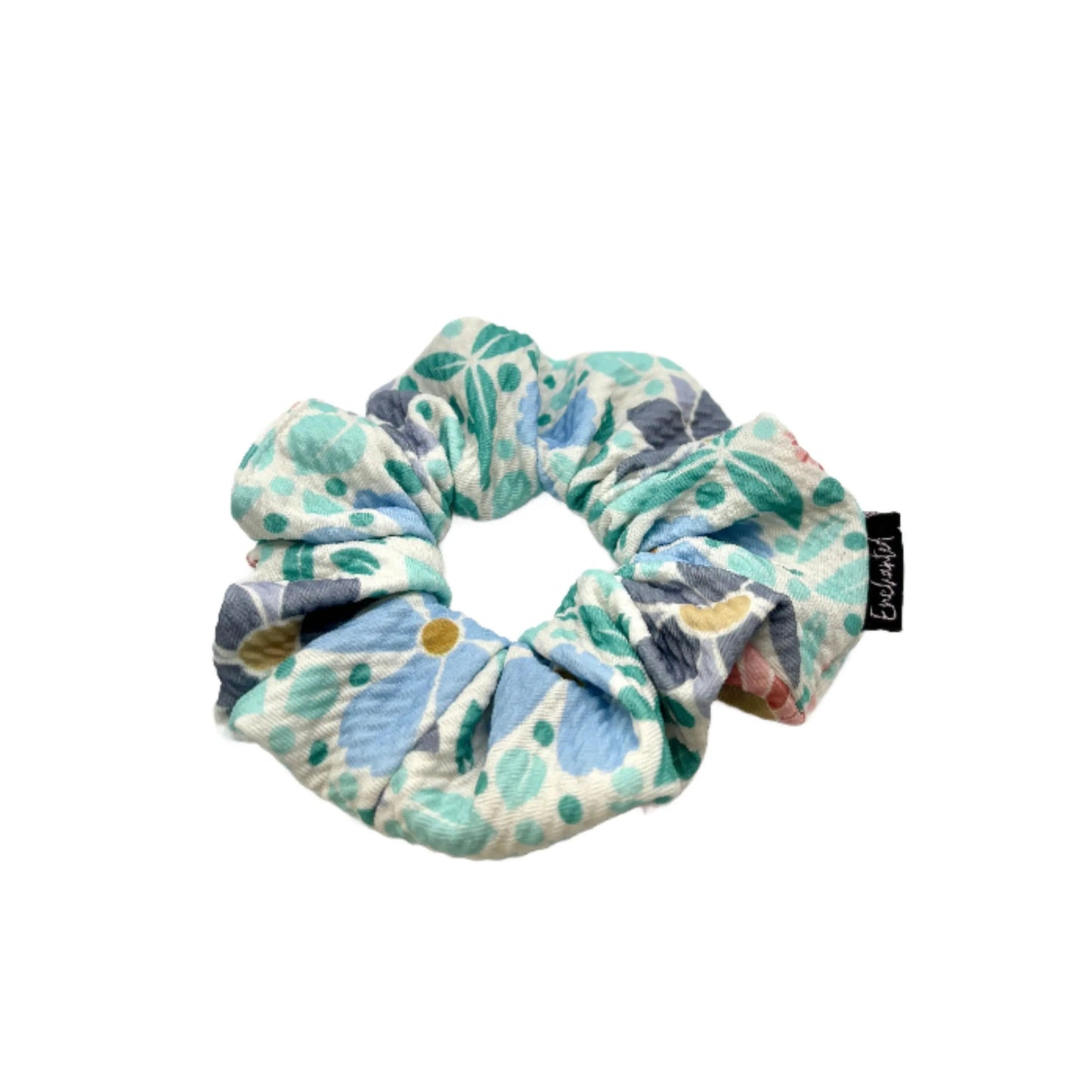 Mini Blue Floral Spring Bullet Scrunchie