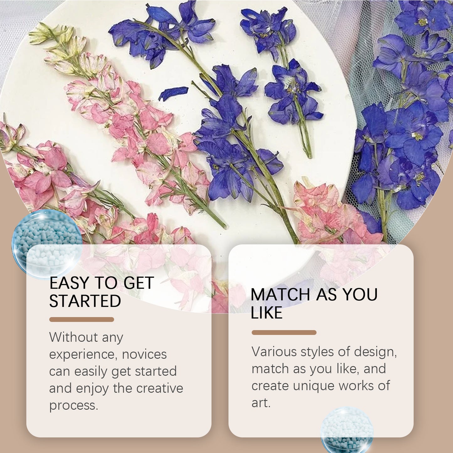 Dowmoo Dry Flower Bookmark Kit, Handmade Diy Bottle Dry Flower Hand Curtain Sticker Clear Bookmark Glass Bottle Decoration