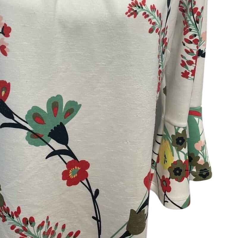 New York & Company XL Long Ruffled Sleeve Floral Vine Knee Length Sheath Dress