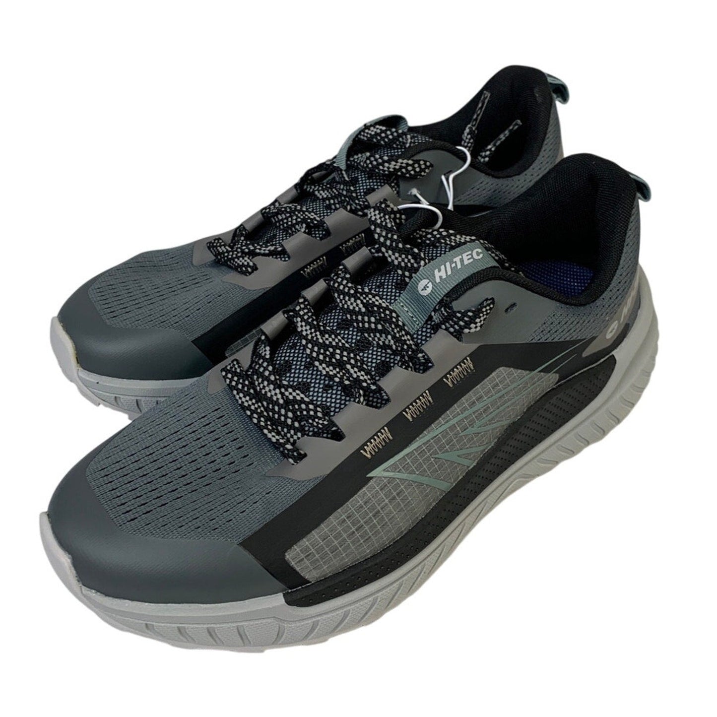Hi-Tec Mens Size 8 Gray Black Mesh Lace Up Athletic Running Tennis Shoes