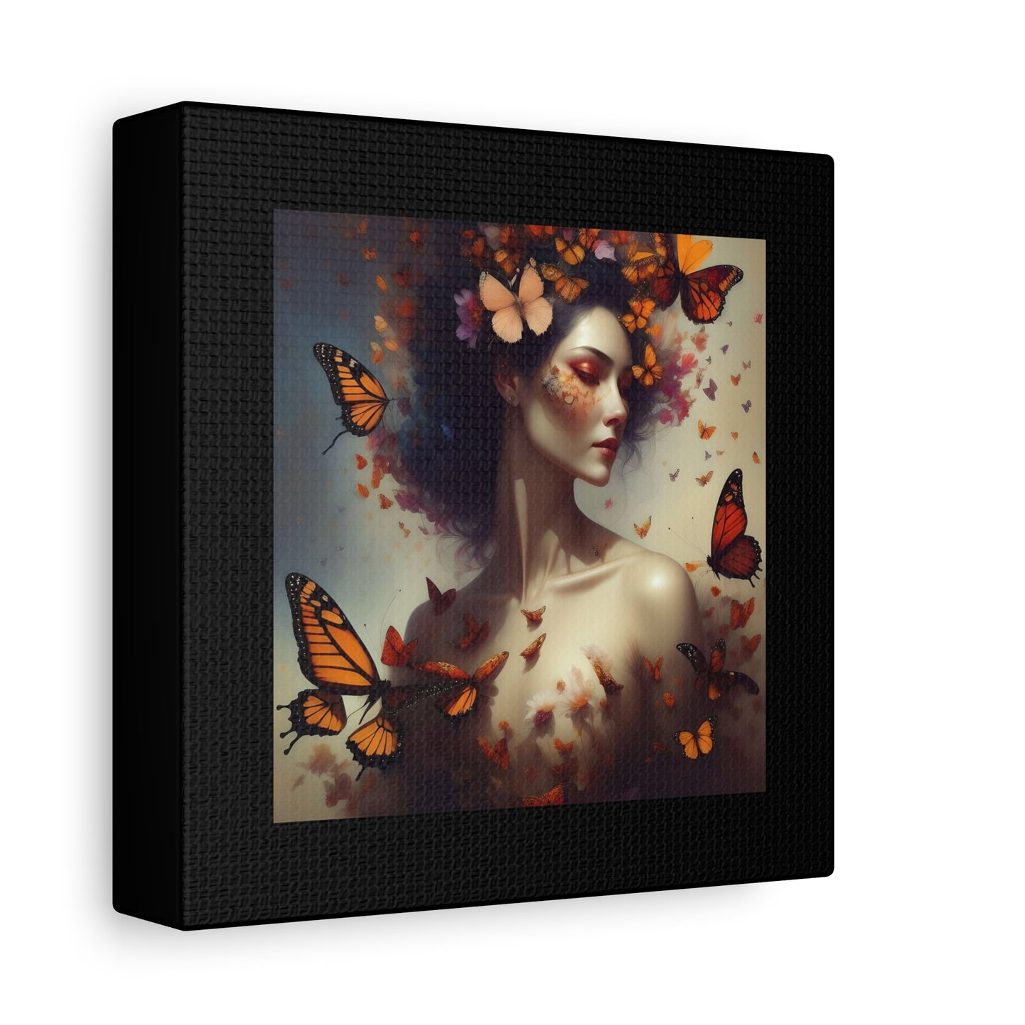 Canvas Wall Art - Butterfly Woman Print, Floral Home Decor, Unique Gift for Nature Lovers, Birthday Decoration, Whimsical Art