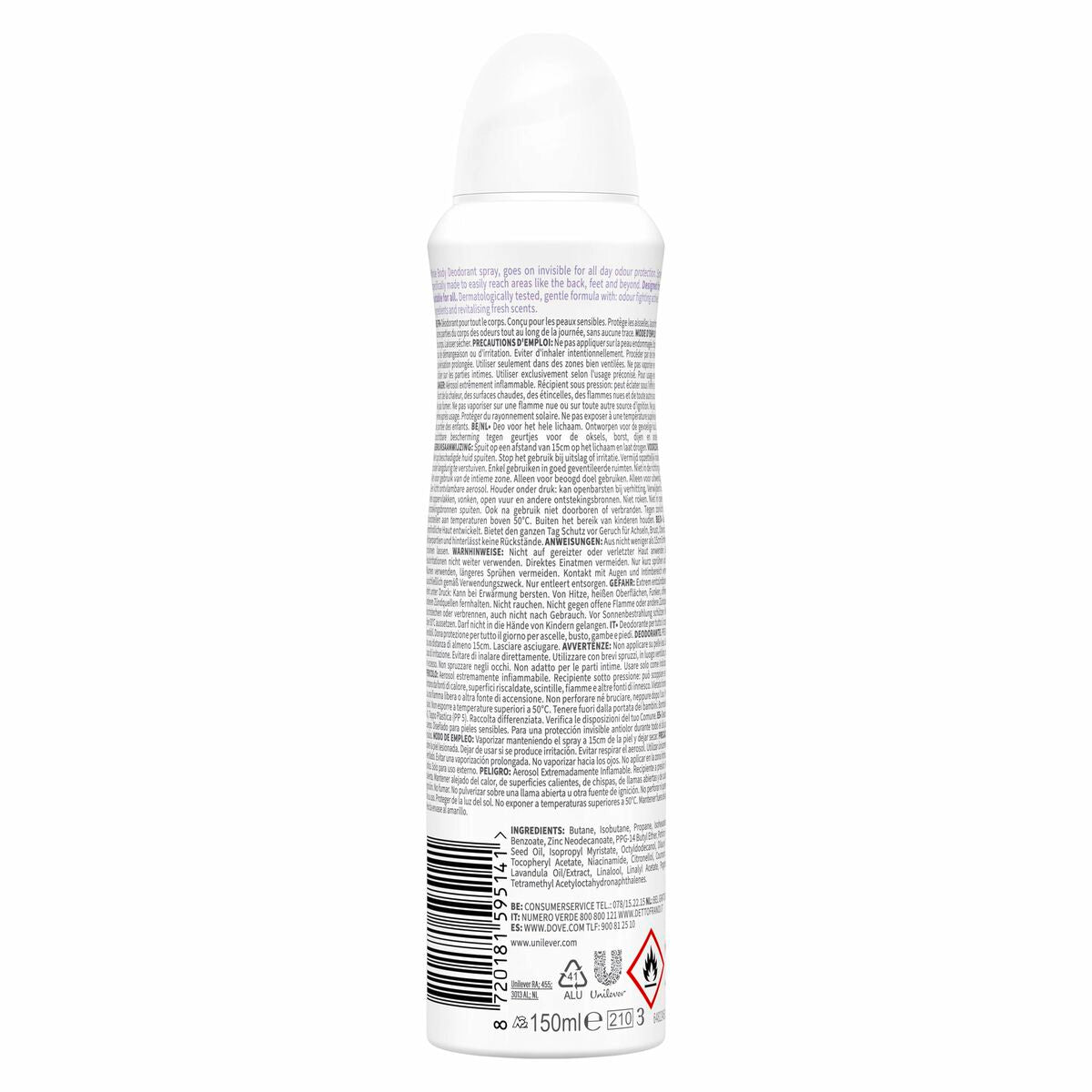 Spray Deodorant Dove LAVANDA & CAMOMILA 150 ml-5
