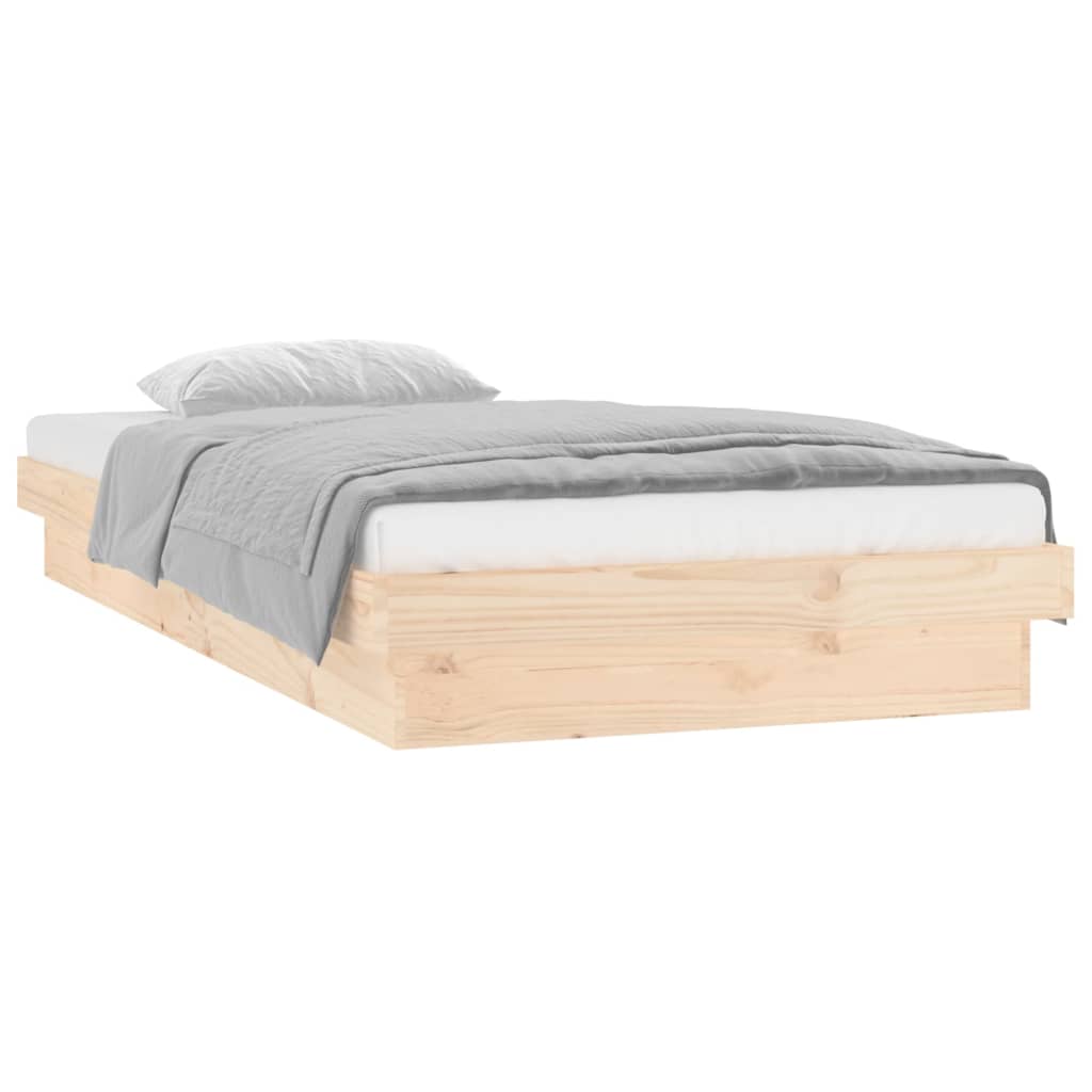 NNEVL LED Bed Frame 92x187 cm Single Bed Size Solid Wood-1