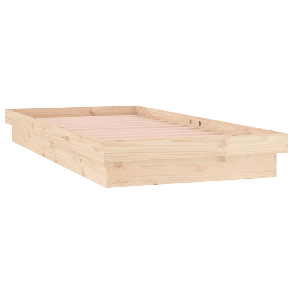 NNEVL LED Bed Frame 92x187 cm Single Bed Size Solid Wood-2