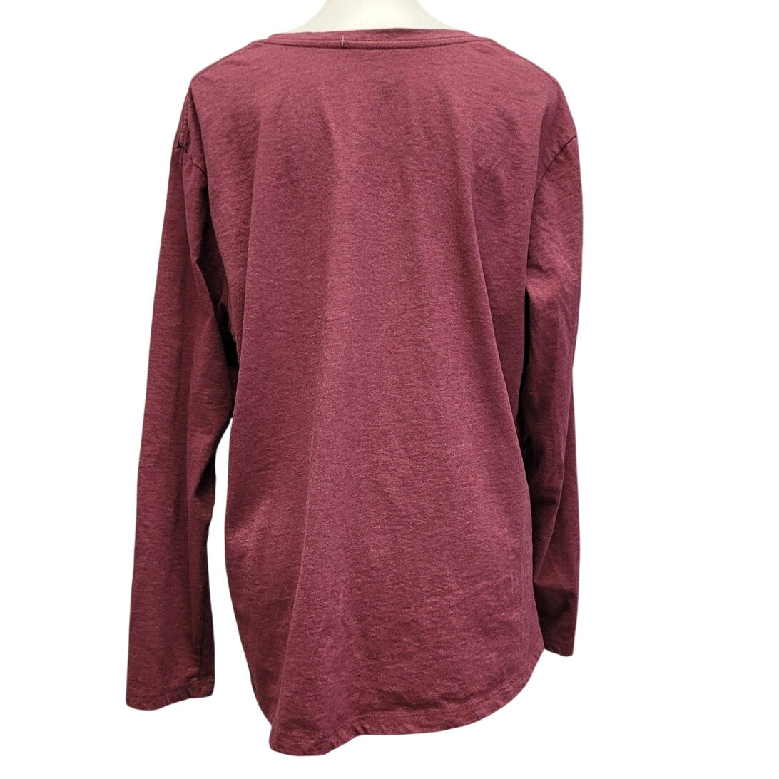 Hand Printed Upcycled Womens 1X In My T-Ball Era Long Sleeve VNeck Tee Shirt