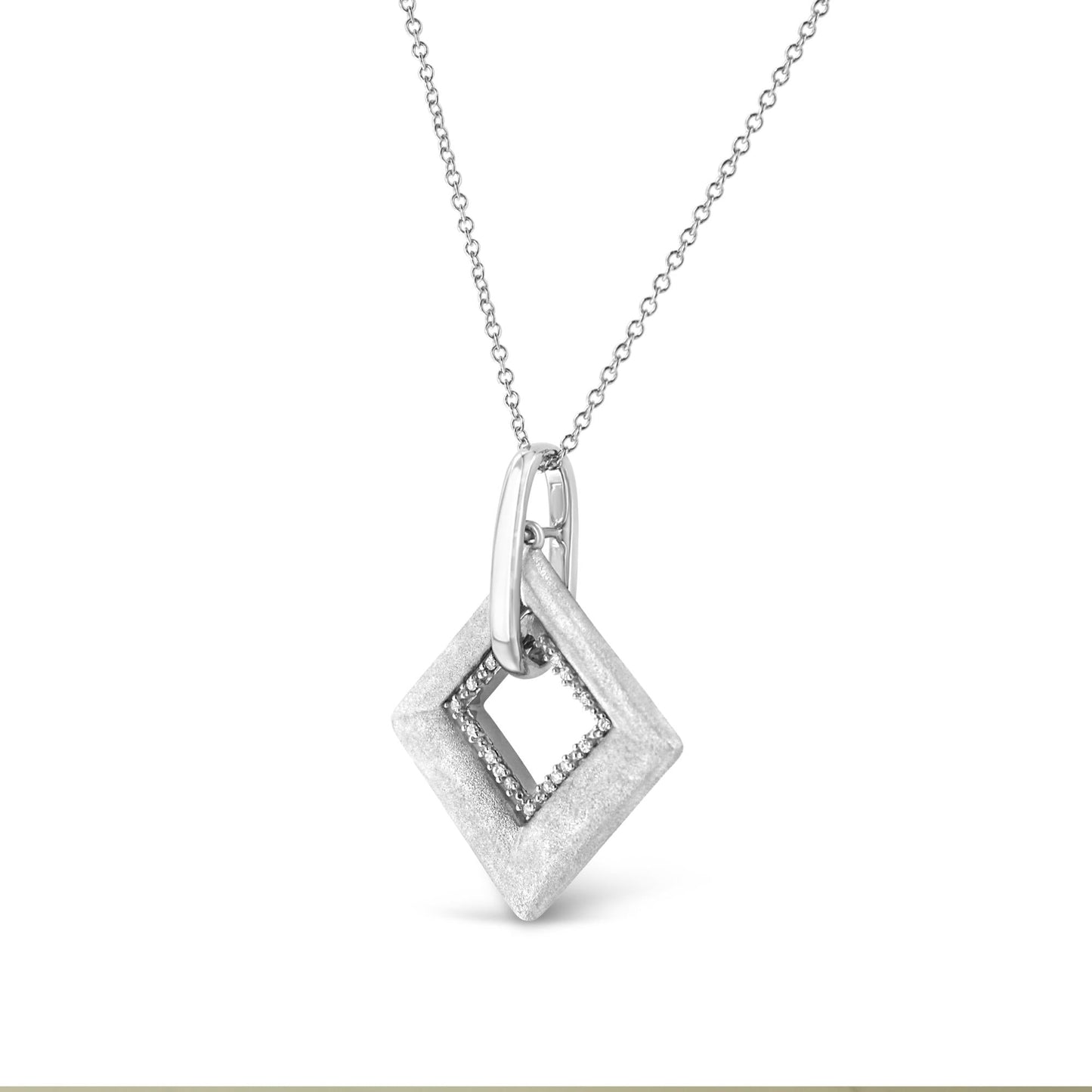 .925 Sterling Silver Pave-Set Diamond Accent Kite Shape 18" Pendant Necklace (I-J Color, I1-I2 Clarity)-3