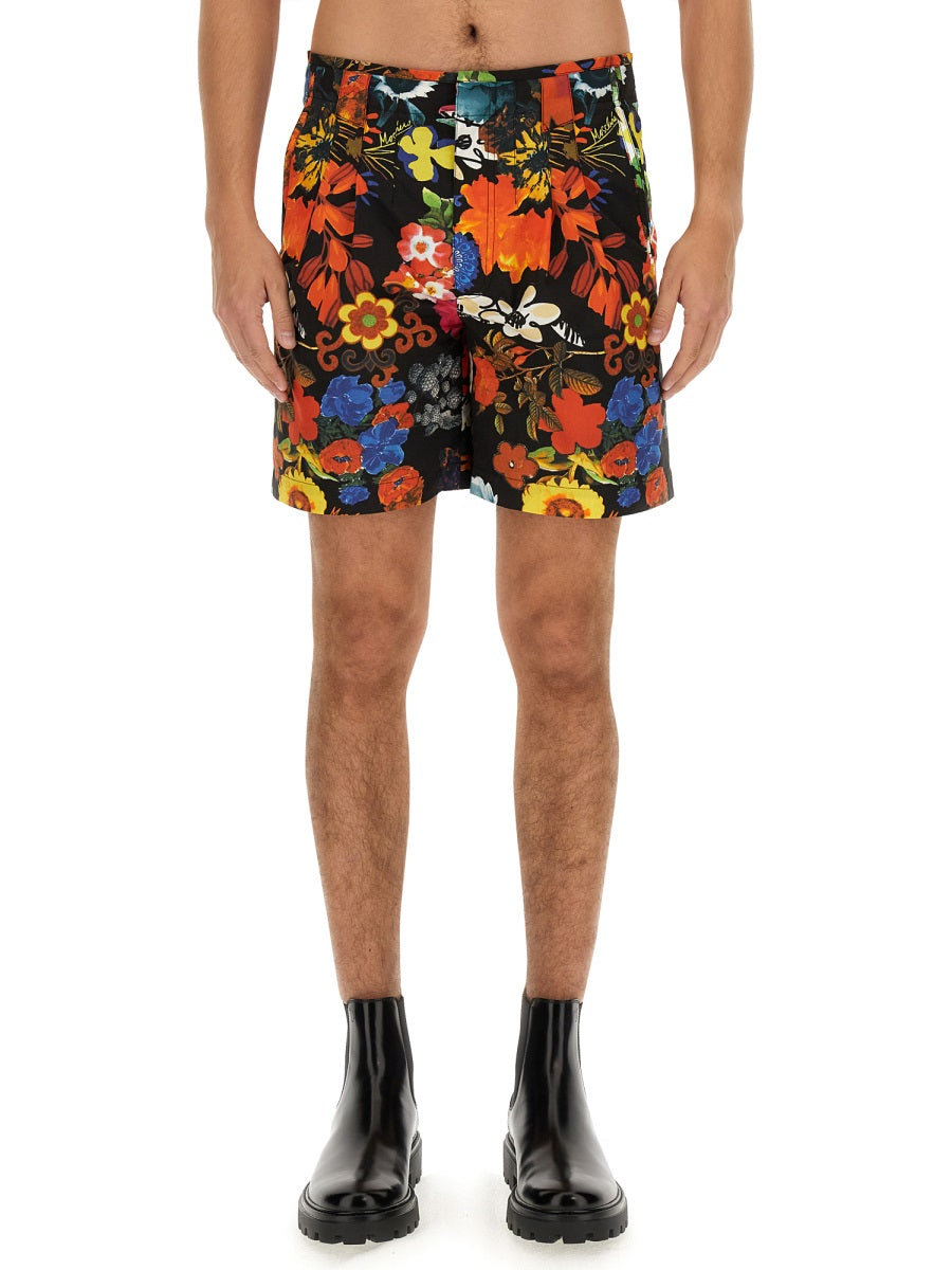 Moschino Men Bermuda With Floral Pattern