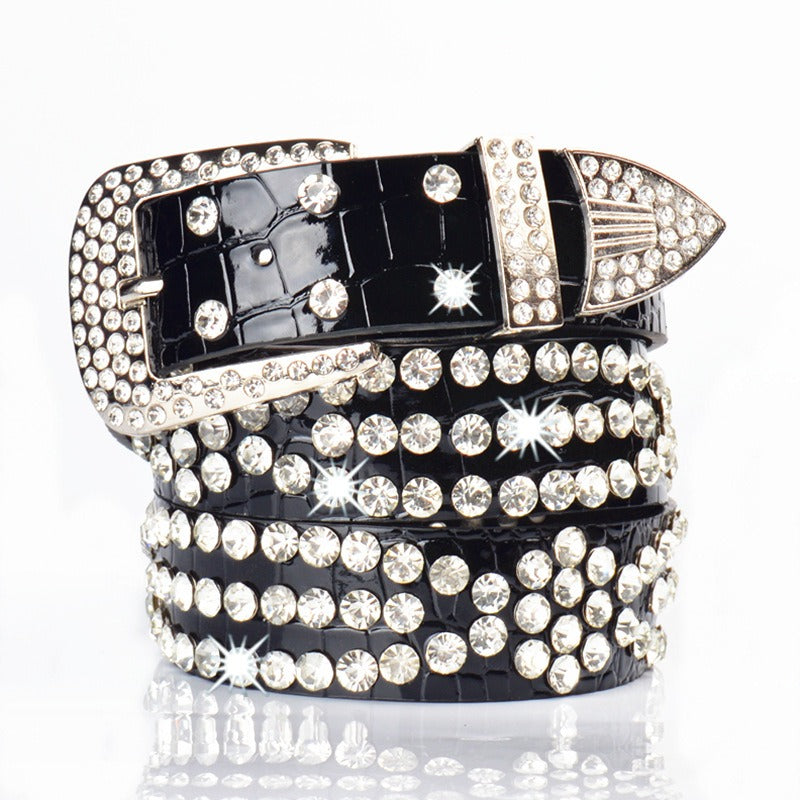 New Full Diamond Female Belt Jeans With Pin Buckle Fashion Diamond Belt Skirt Belt