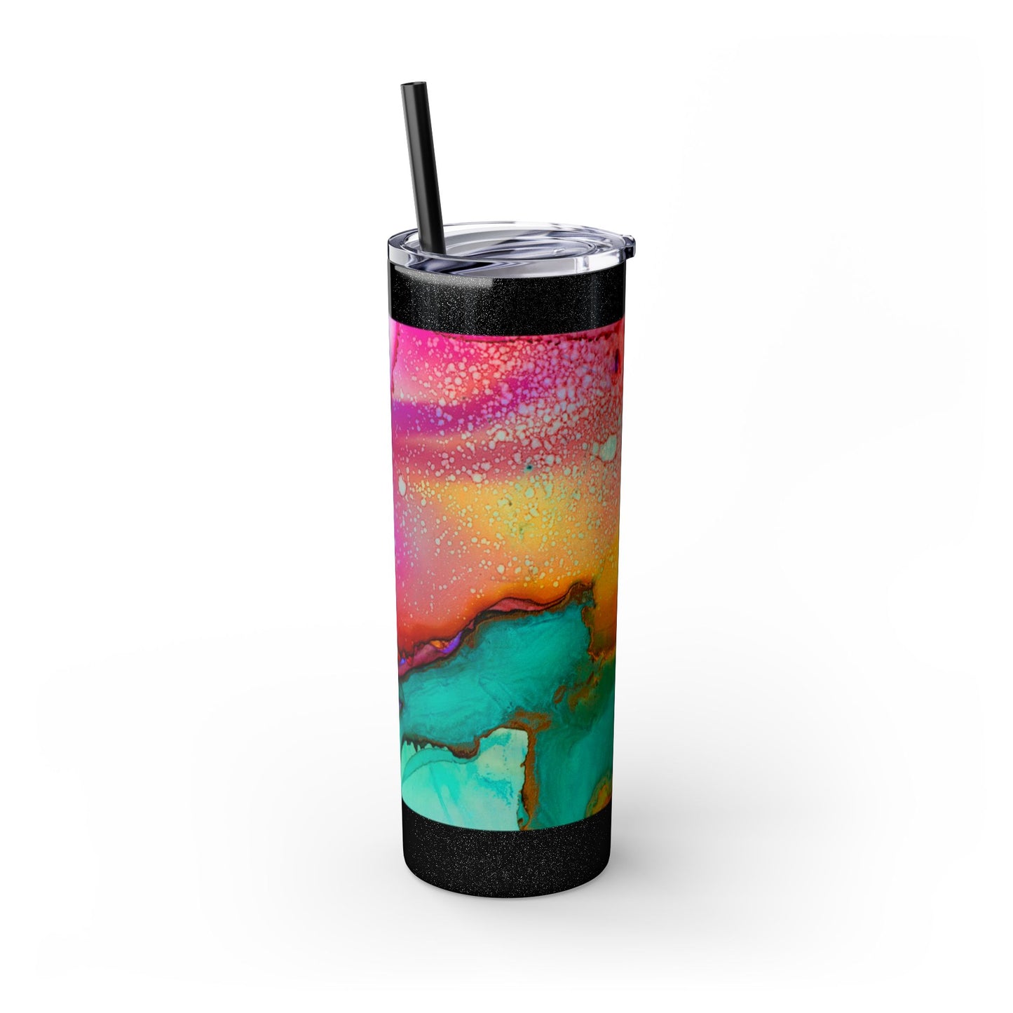 Beautiful Watercolor Splatter Skinny Tumbler with Straw - 20oz, Vibrant Colorful Drinkware for Every Occasion, Perfect Gift for Friends, Reusable Travel Mug, Water [...]