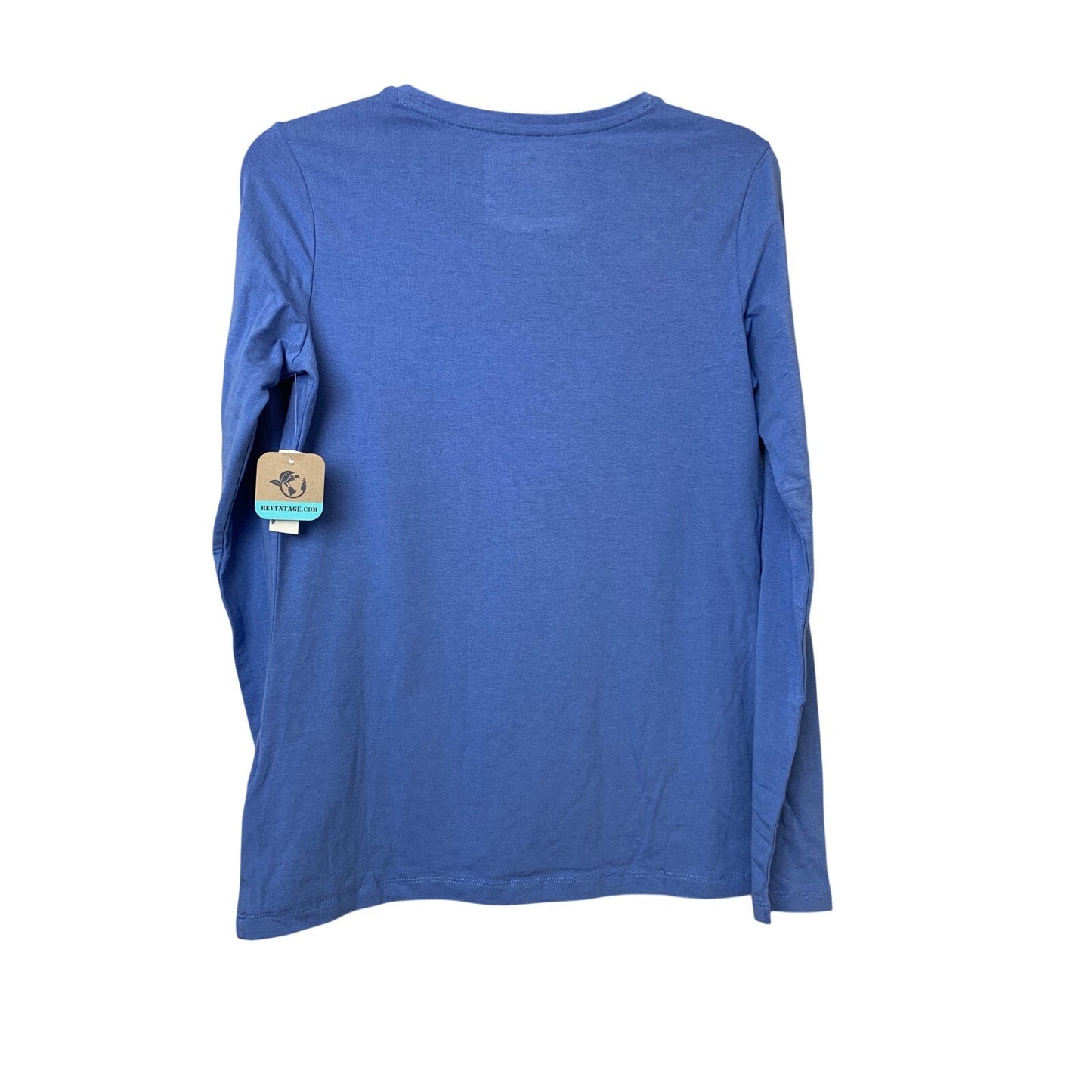 New Hand Printed Womens Small Jesus Loves You Blue Long Sleeve Crew Tee Shirt