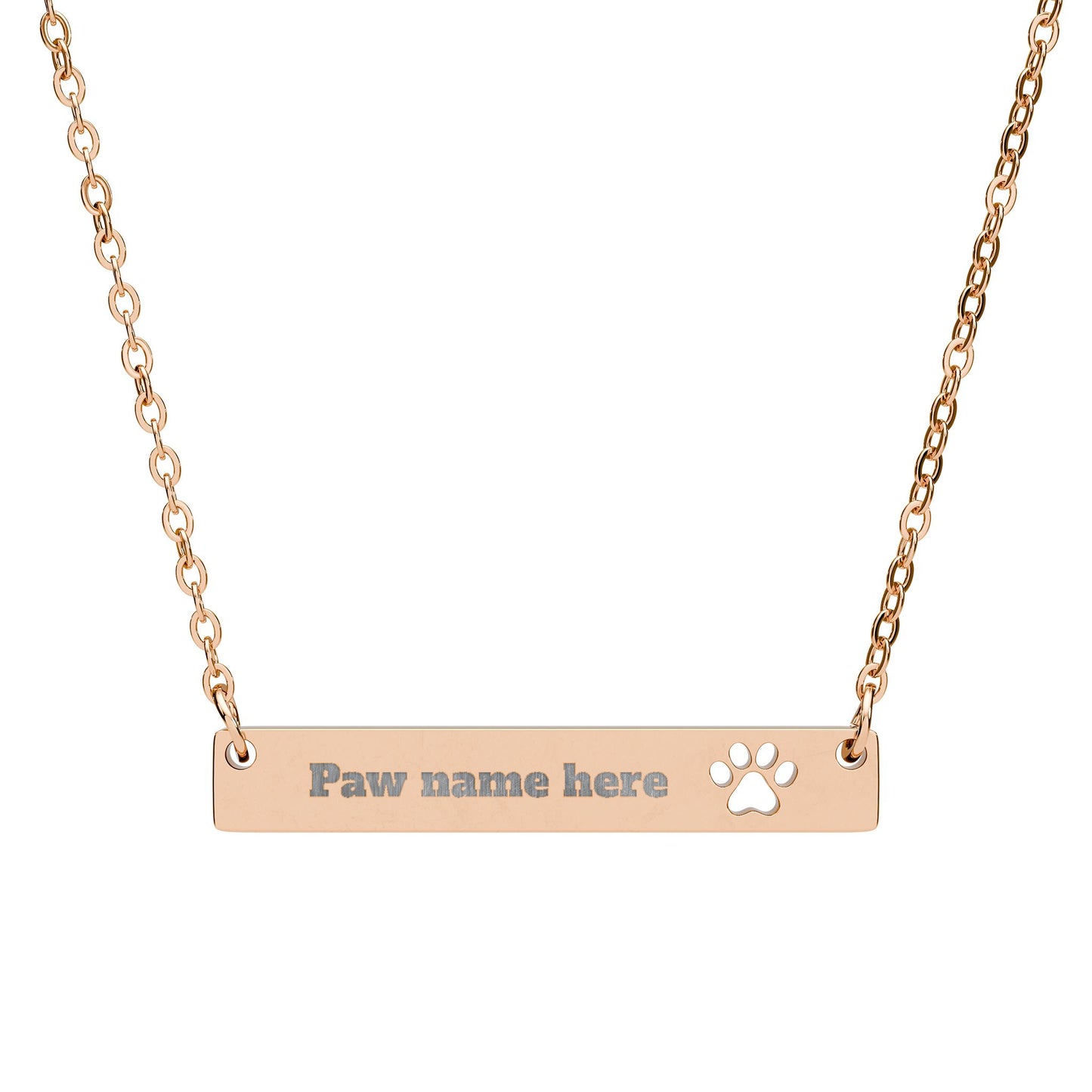 Engraved Paw Bar Necklace, Pet Lover Jewelry, Personalized Name Necklace, Dog Cat Memorial Gift, Custom Animal Charm