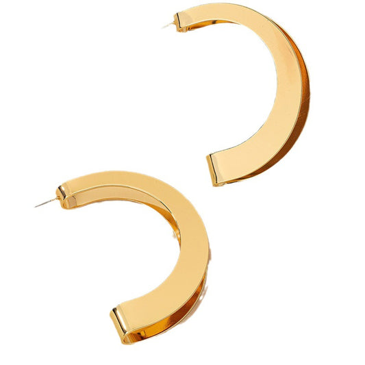 Exaggerated Metal Retro Circular Curved Simple Earrings For Women Party Gift Holiday Fashion Jewelry Ear Accessories