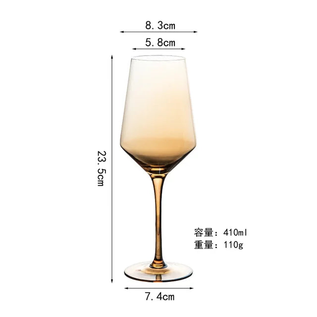 1pcs Nordic Golden Unleaded Crystal Wine Glass Luxury Amber Handmade Champagne Glasses Cocktail Goblet Set Bar Family Drinkware