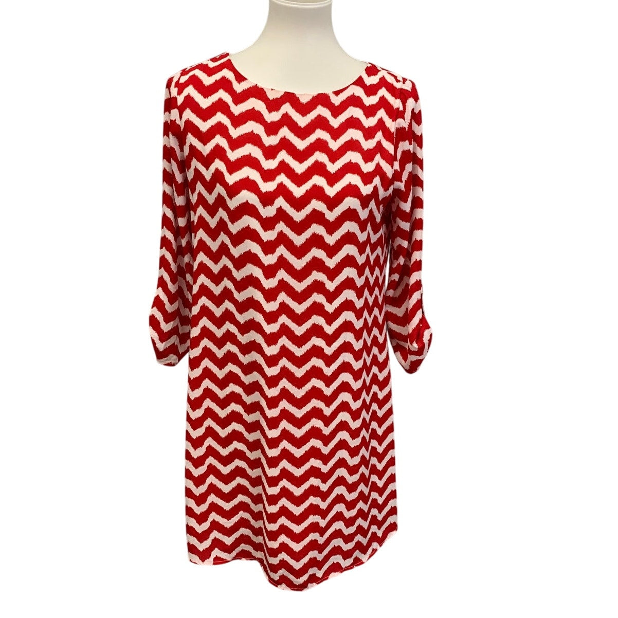 Charming Charlie Womens Small Chevron Stripe Long Sleeve Lined Shift Dress