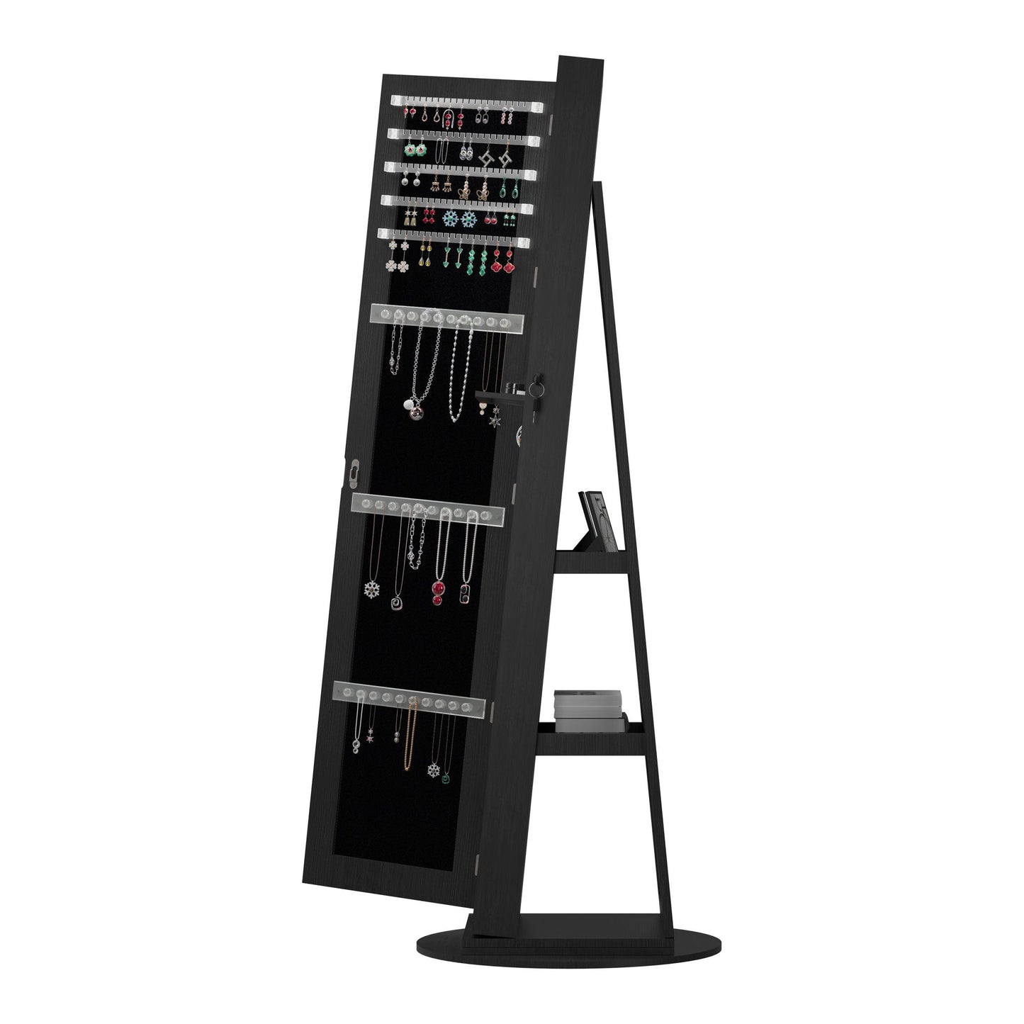 Swivel Jewelry Cabinet With Full Length Mirror