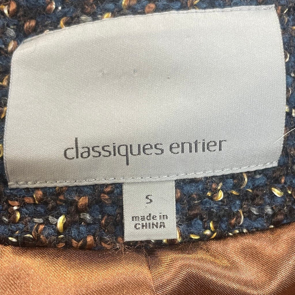 Classiques Entier Womens Small Short Sleeve Wool Blend Front Zip Blazer Jacket