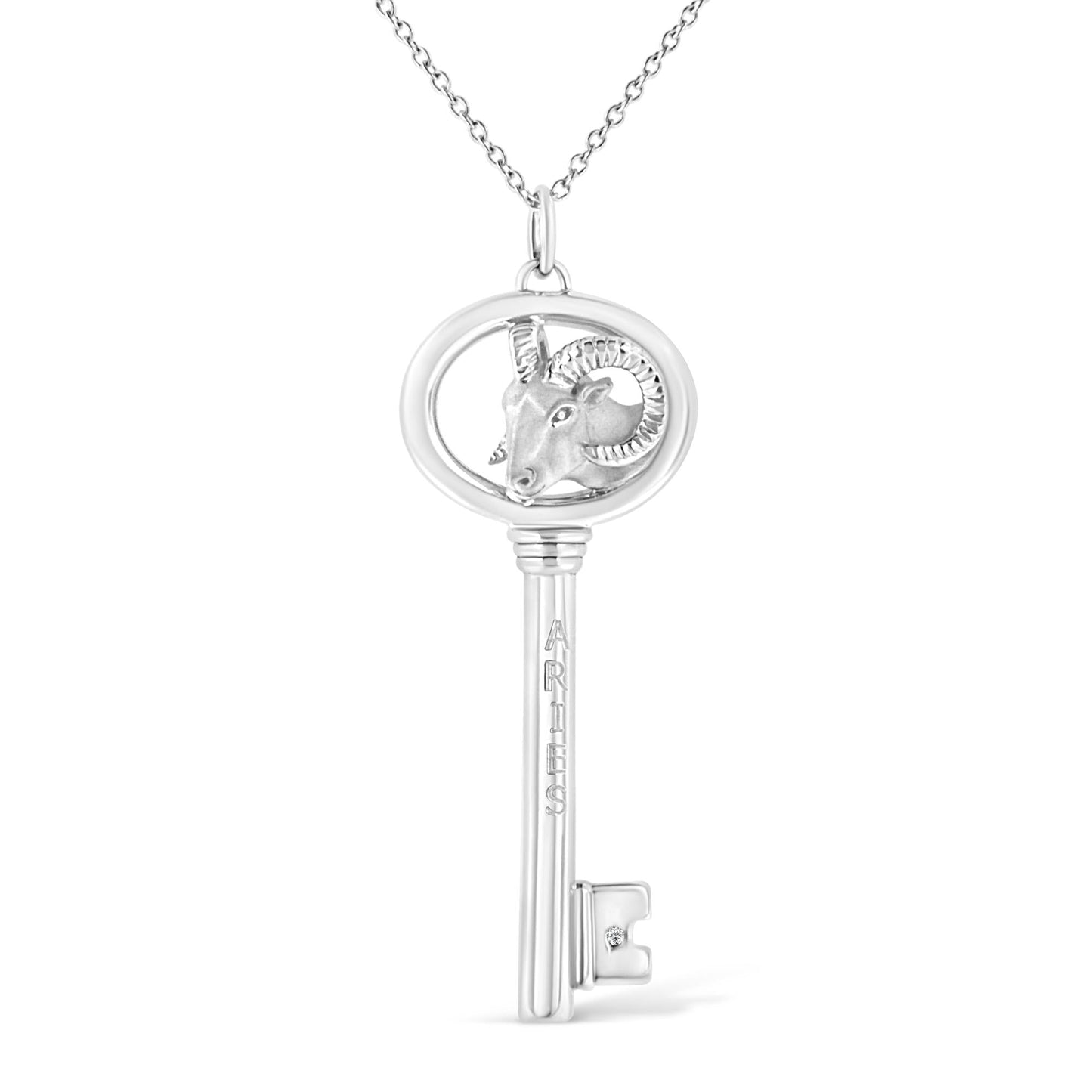 .925 Sterling Silver Diamond Accent Zodiac Key 18" Pendant Necklace (K-L Color, I1-I2 Clarity)-6
