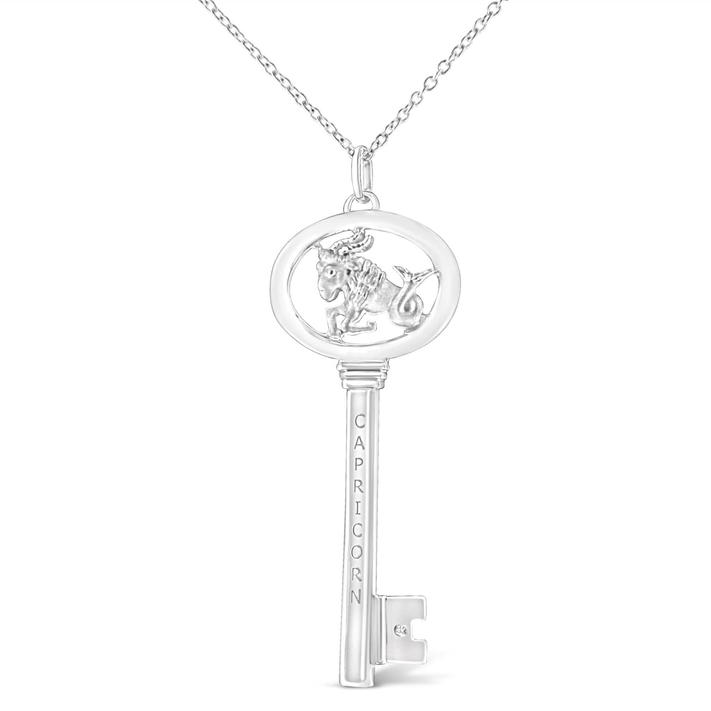.925 Sterling Silver Diamond Accent Zodiac Key 18" Pendant Necklace (K-L Color, I1-I2 Clarity)-8