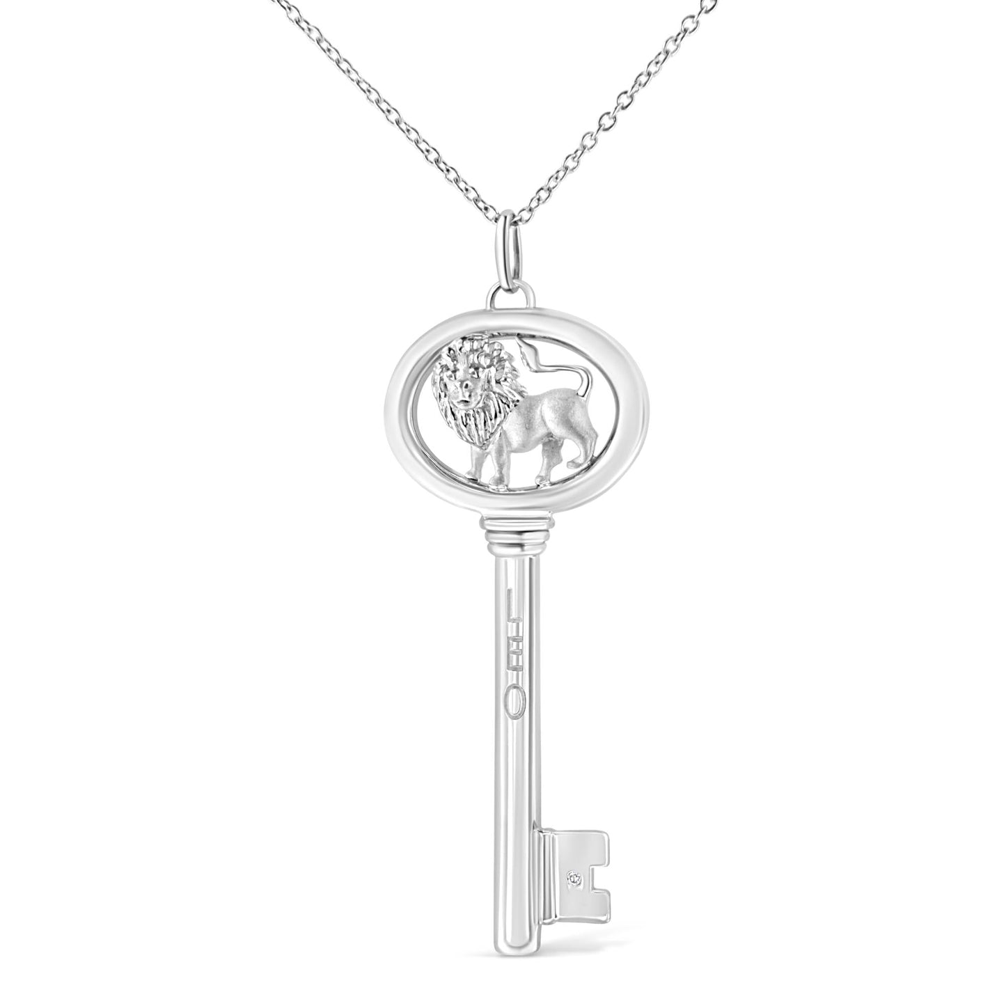 .925 Sterling Silver Diamond Accent Zodiac Key 18" Pendant Necklace (K-L Color, I1-I2 Clarity)-4