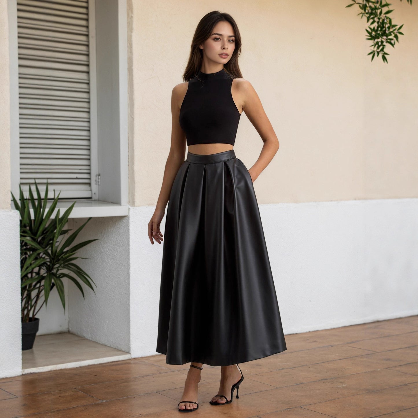High waisted A-line skirt