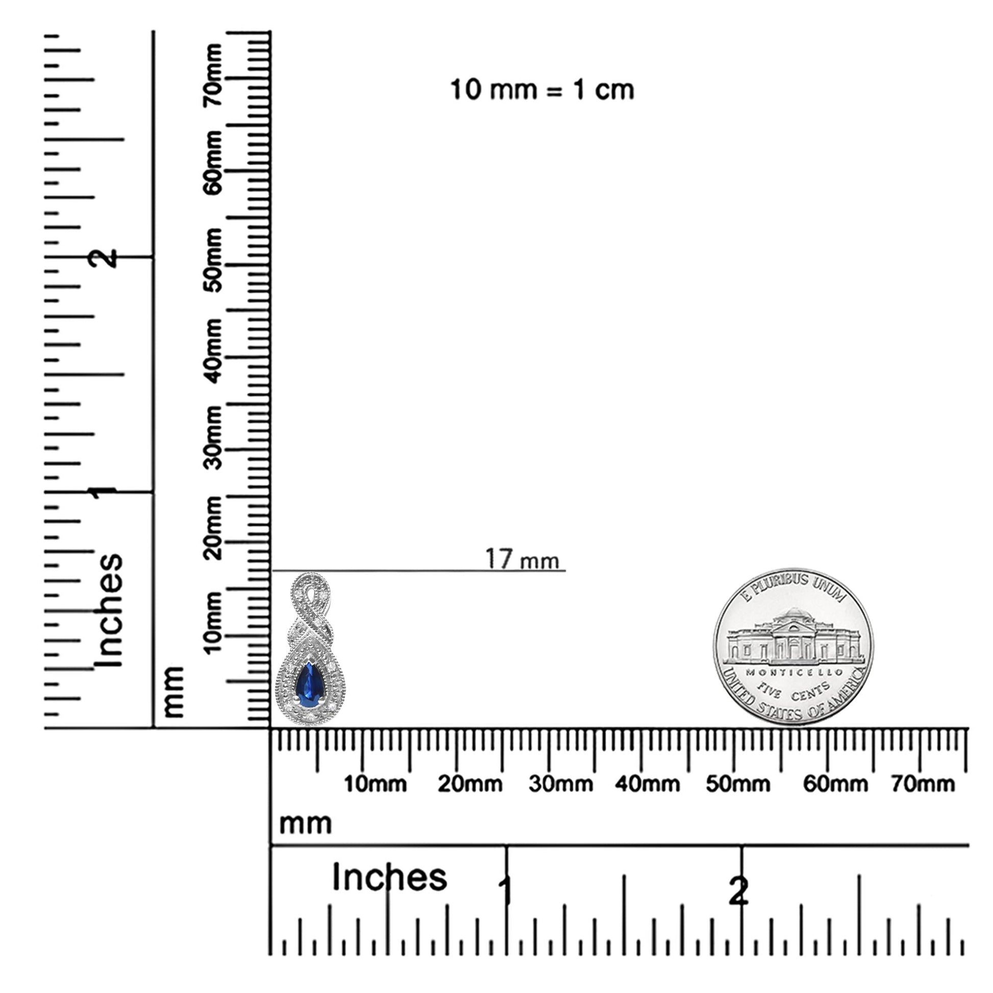 .925 Sterling Silver 4.5 x 3mm Pear Sapphire Gemstone and Diamond Accent Infinity Drop Stud Earrings (H-I Color, SI1-SI2 Clarity)-4