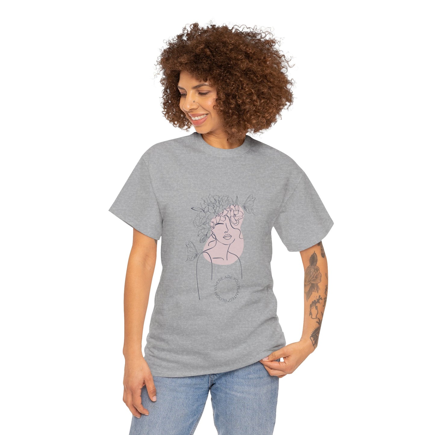 Bloom Where You Are Planted Chic Inspirational Quote Tee, Inspirational Cotton T-Shirt, Casual Graphic Tee, Vintage Style Unisex Shirt, Gift for Her