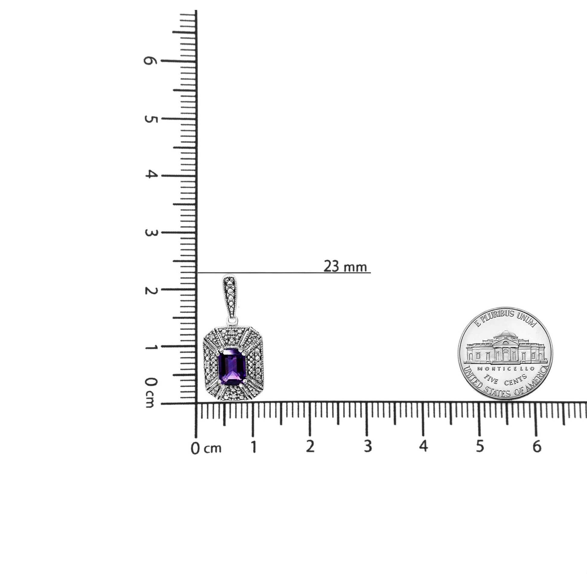 .925 Sterling Silver Diamond Accent and 7x5mm Purple Amethyst Stud Earrings (I-J Color, I2-I3 Clarity)-4