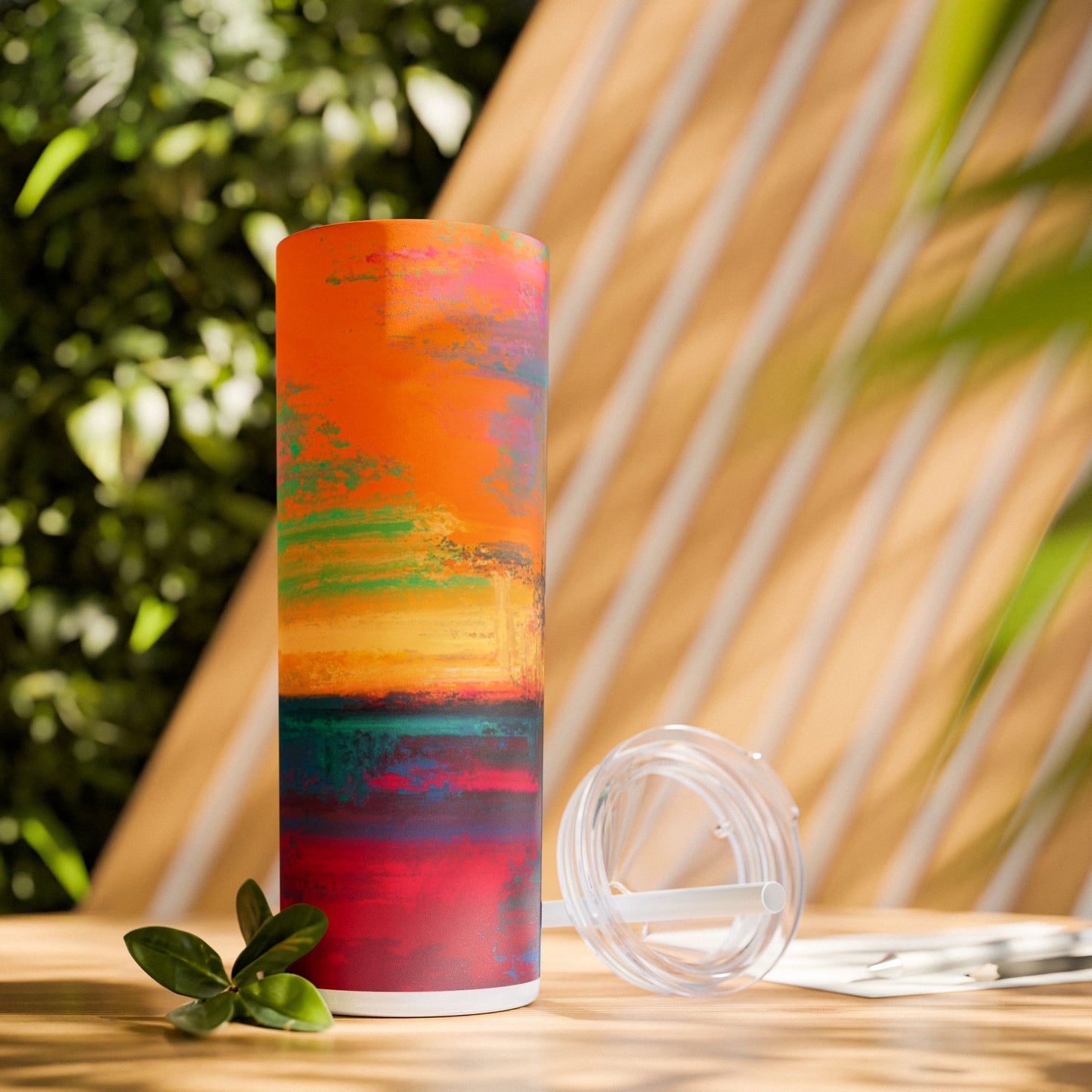 Colorful Ombre Skinny Tumbler with Straw, 20oz | Travel Mugs, Summer Drinkware, Beach Accessories, Gifts for Her, Eco-Friendly