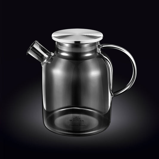 Smoky Grey Thermo Glass Teapot 54 Fl Oz | High temperature and shock resistant-0