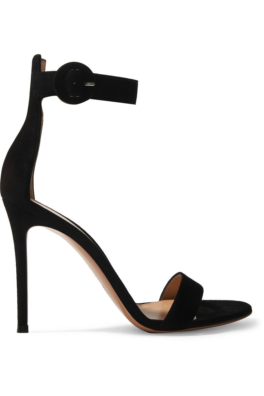 European and American women's high-heel sandals in wine red velvet with ankle buckle strap and slim 11cm heel.