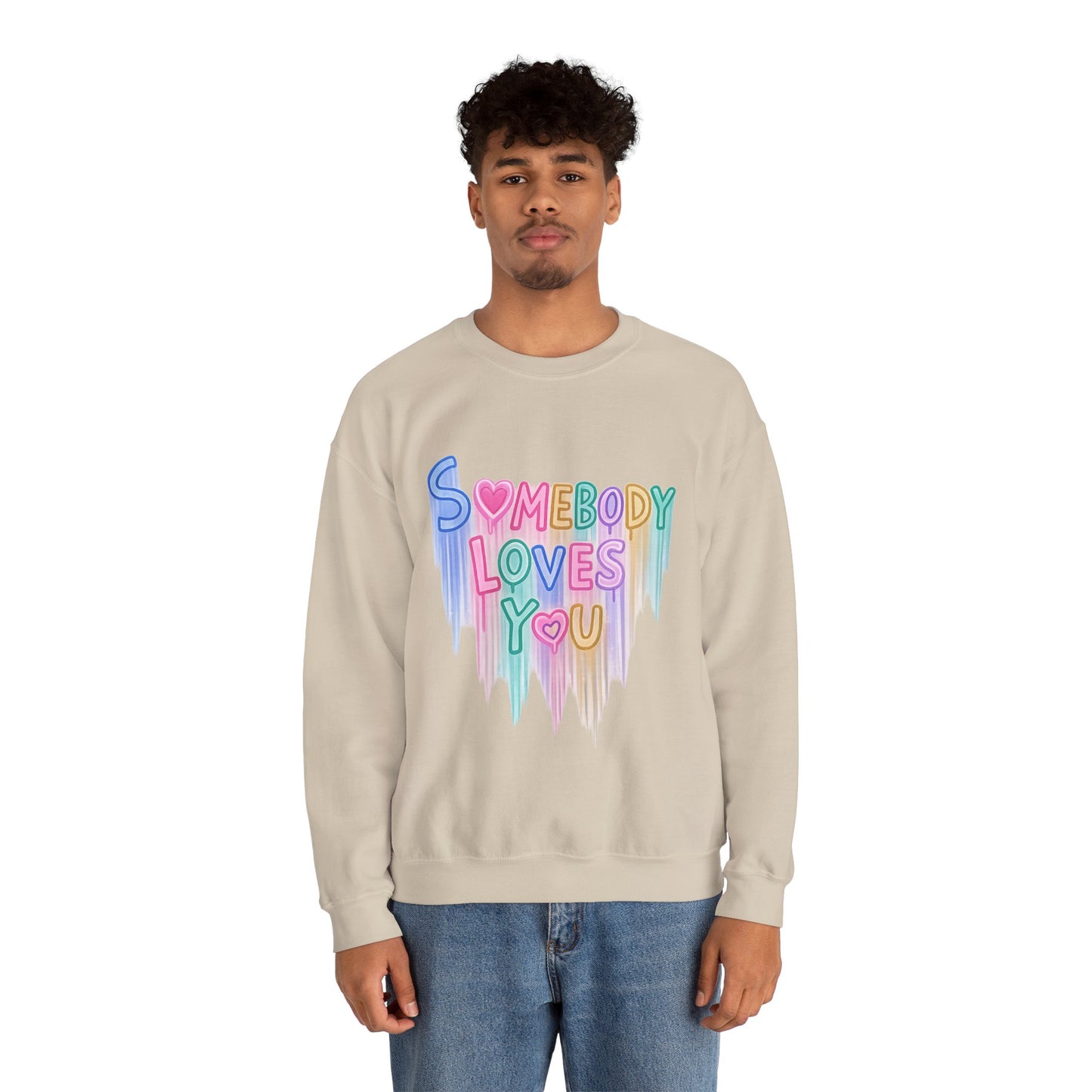 Somebody Loves You Crewneck Sweatshirt — Pastel Drip Love Graphic