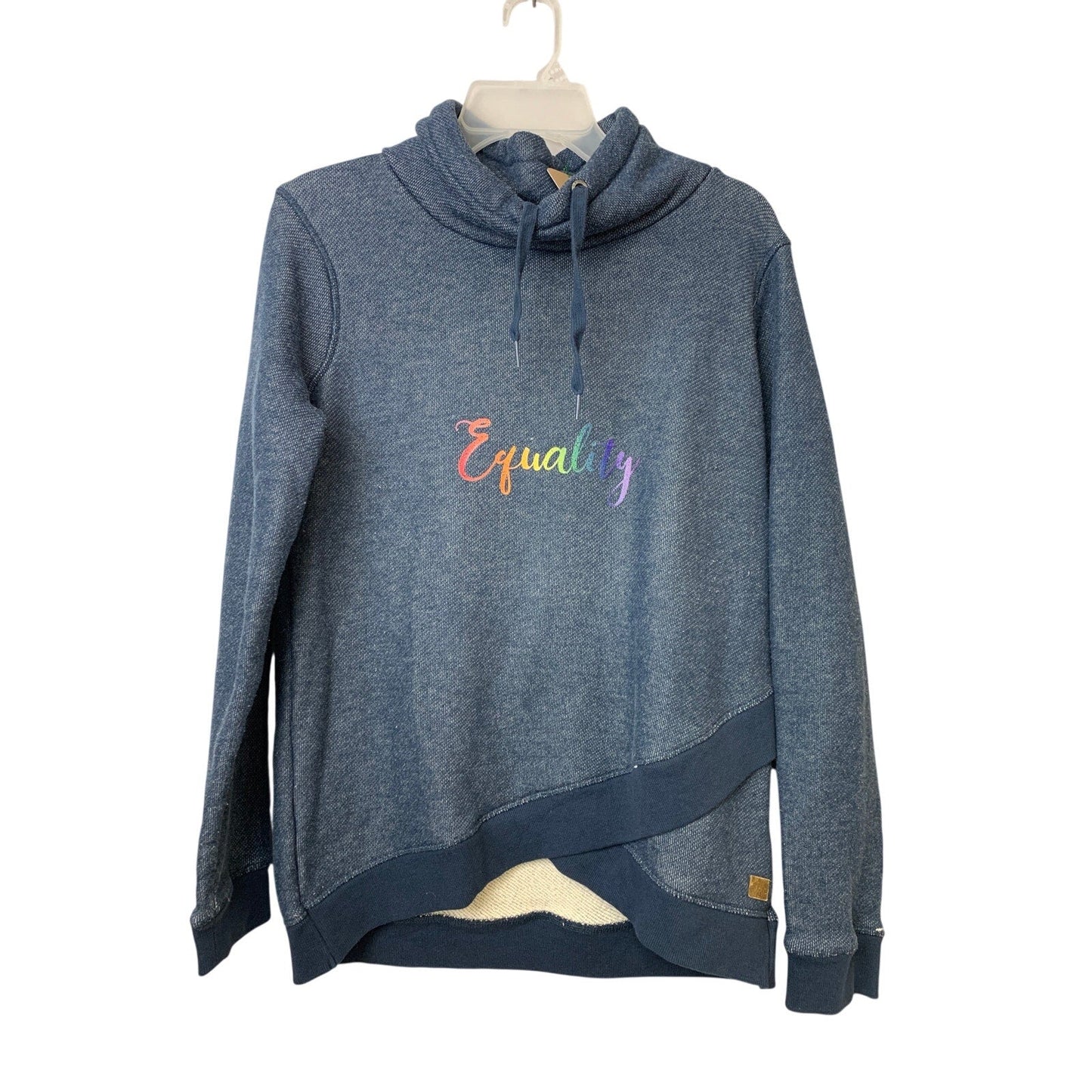 Upcycled Hand Printed Womens Large Equality Rainbow Pride Cross Front Sweatshirt
